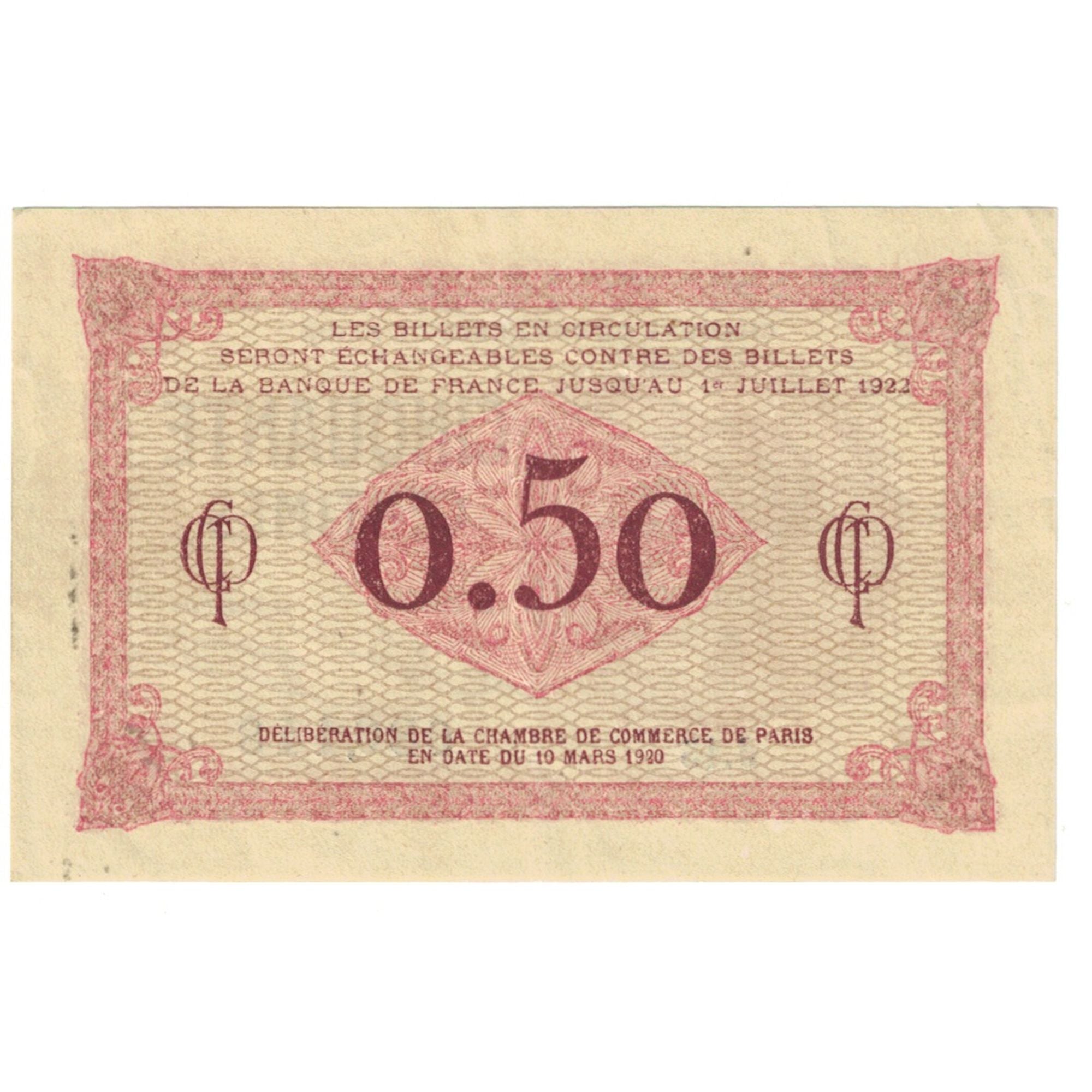 France, 50 Centimes, Other, 1920, J.15, PARIS, UNC(63)