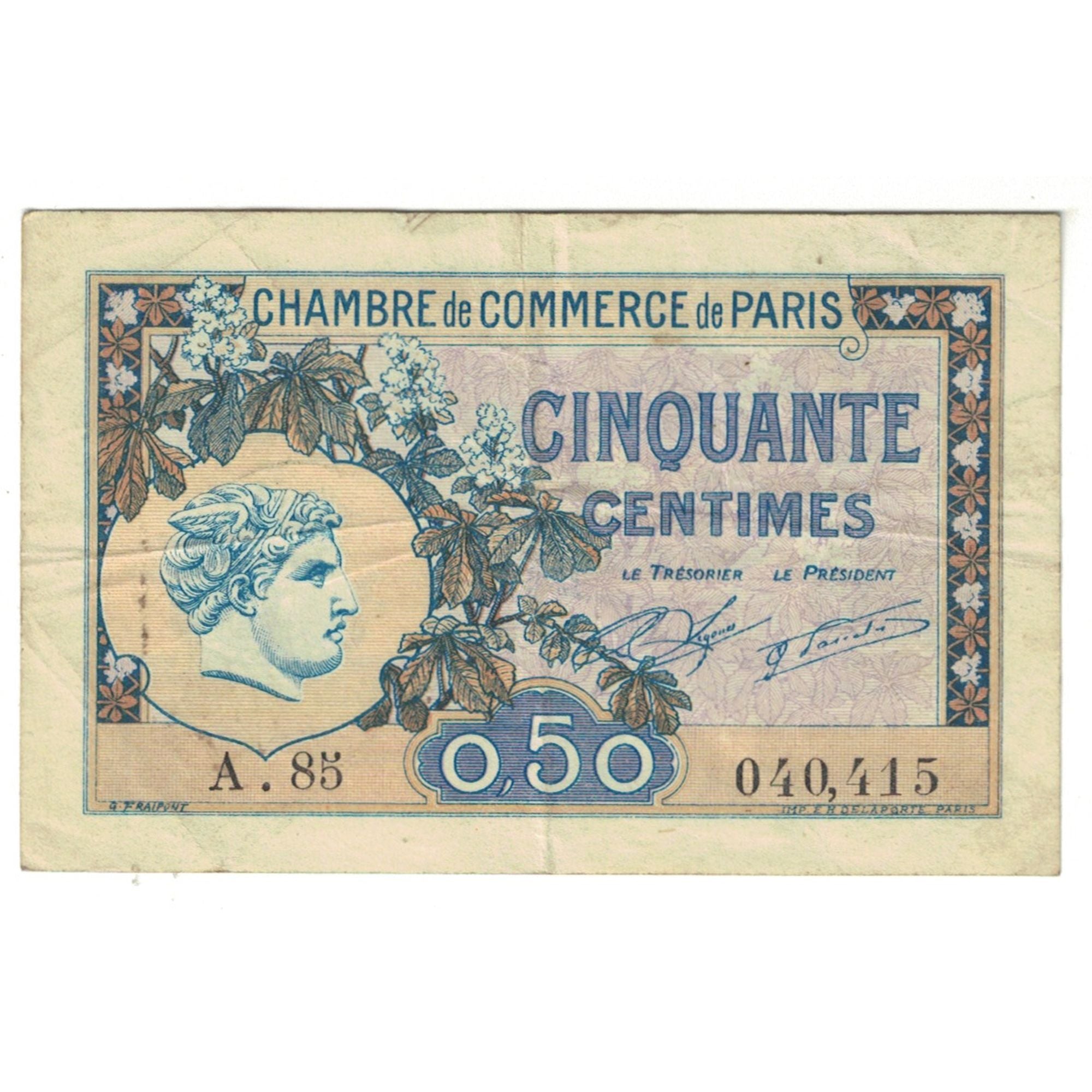 France, 50 Centimes, PIROT 97.31, 1922, A.85, PARIS, EF(40-45)