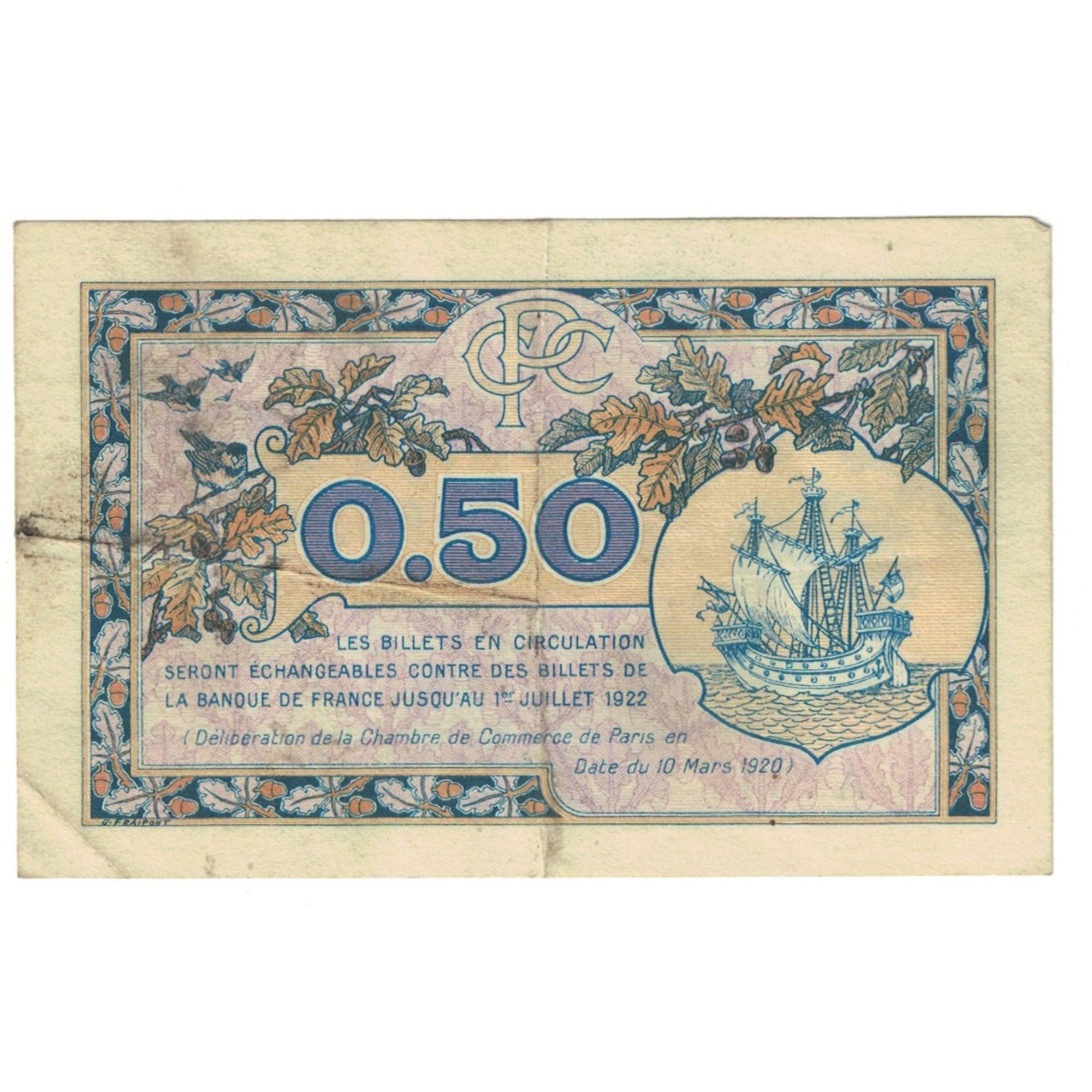 Francia, 50 Centimes, PIROT 97.31, 1922, A.11, PARIS, BB