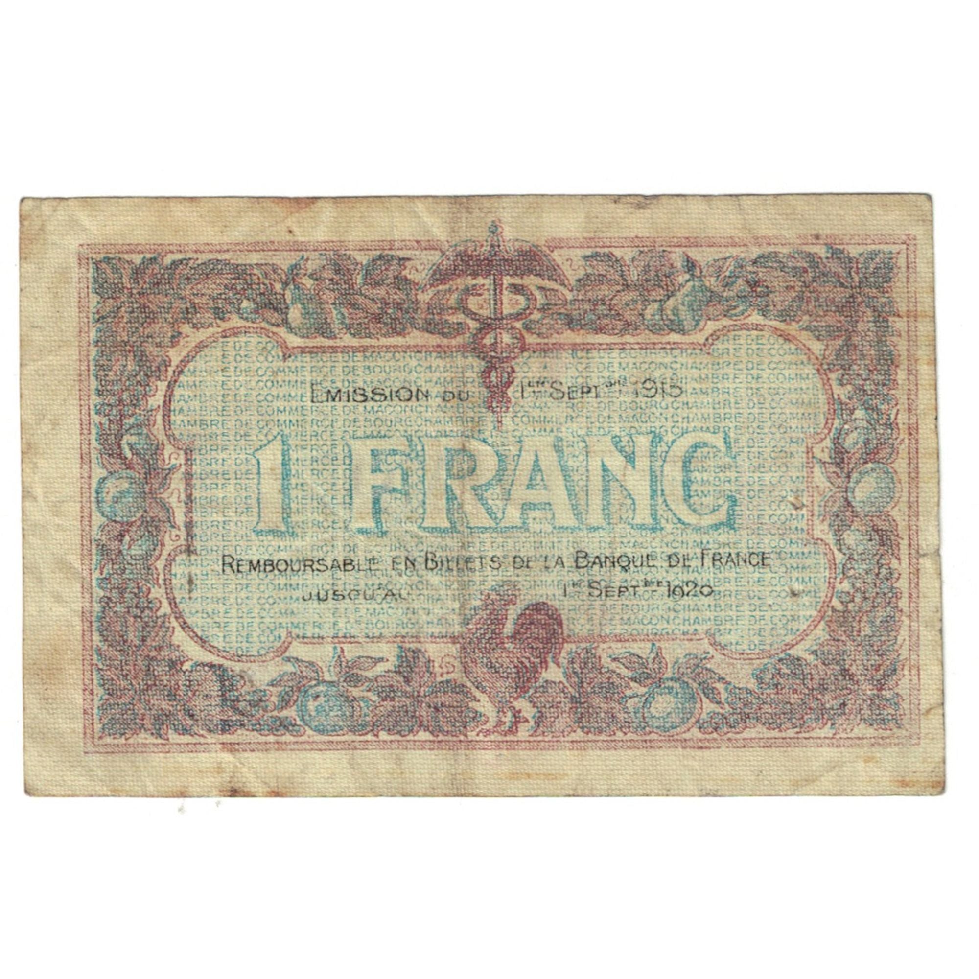France, Macon, 1 Franc, 1917, VF(20-25)