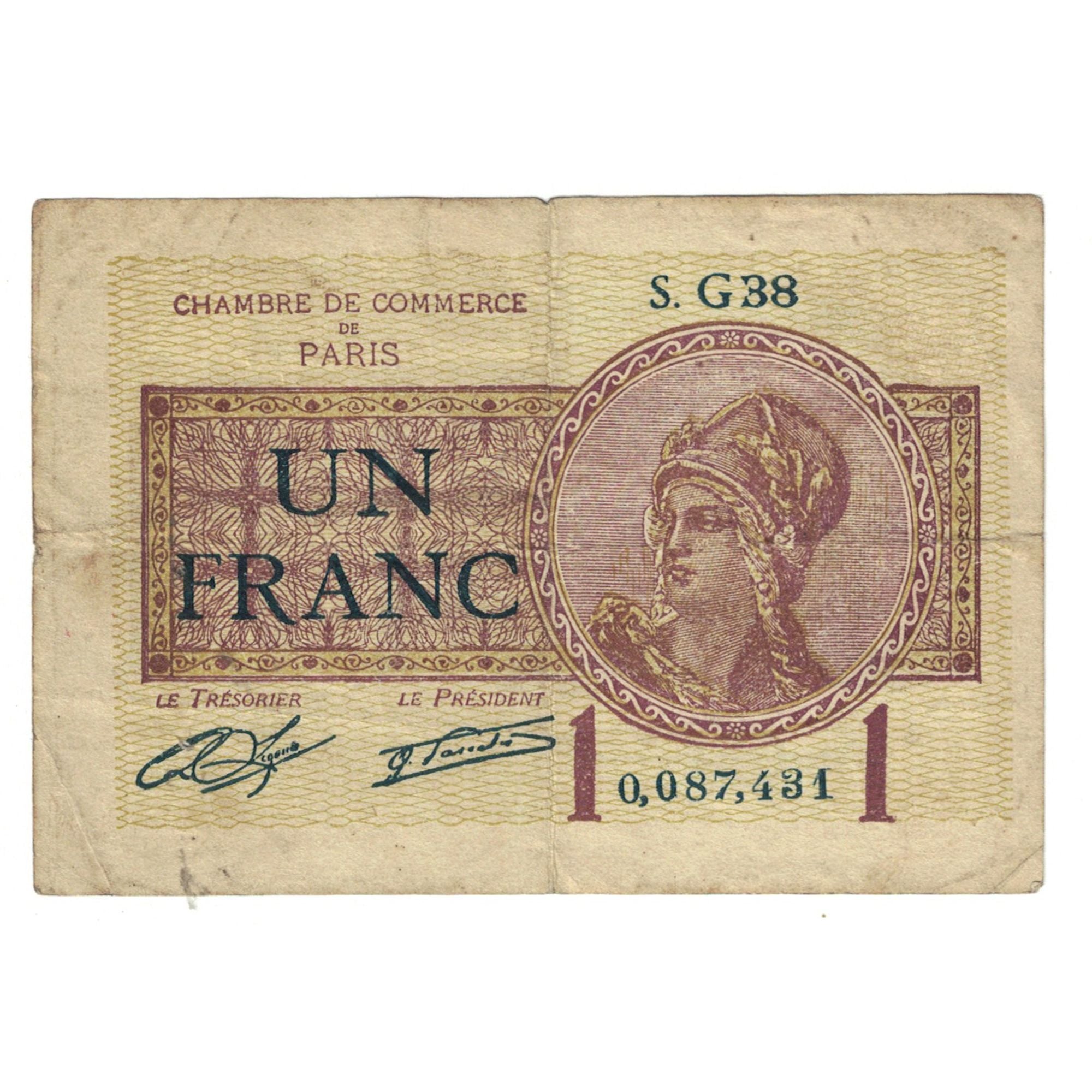 France, 1 Franc, 1922, G.38, PARIS, VF(20-25)