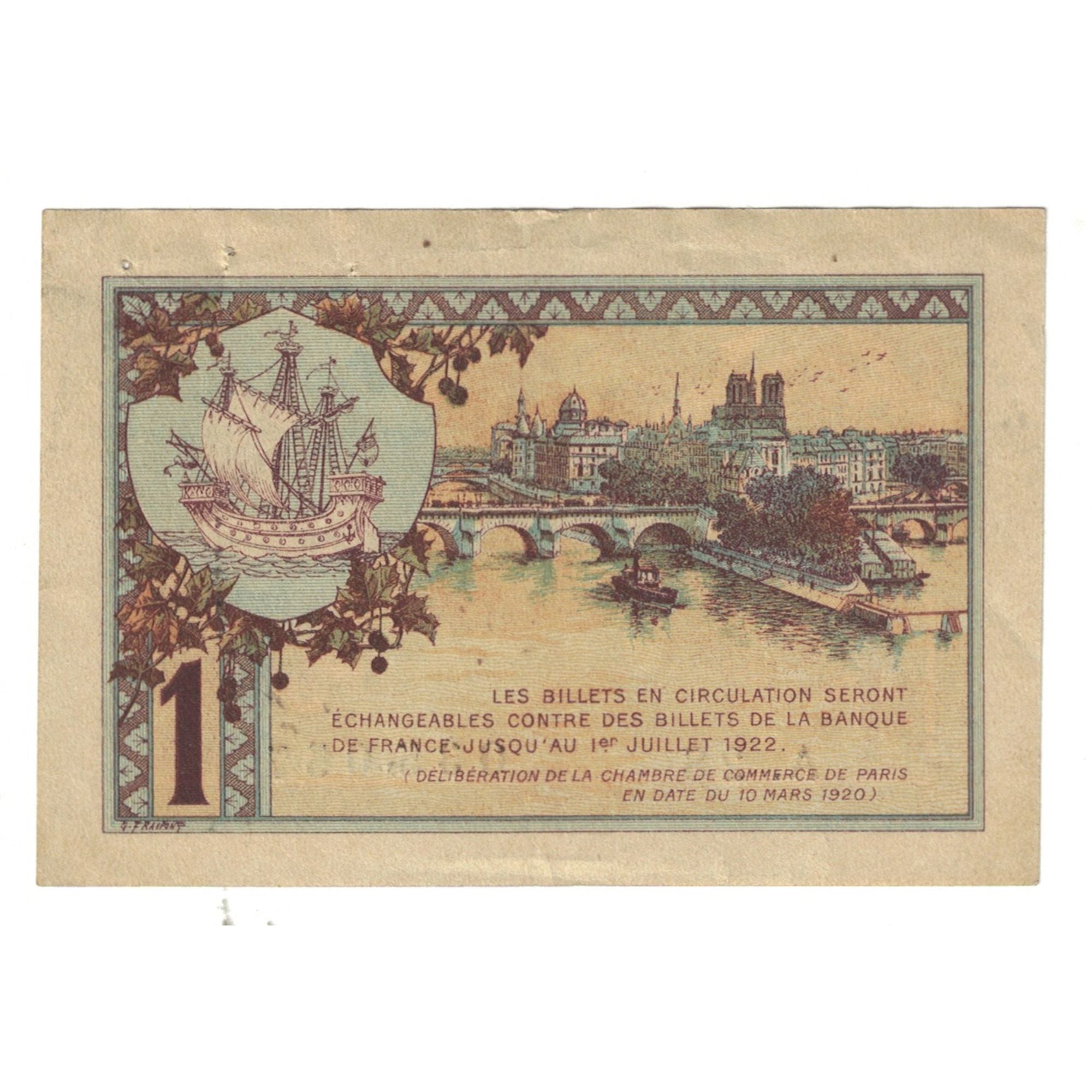 France, Paris, 1 Franc, 1920, EF(40-45), Pirot:97-36