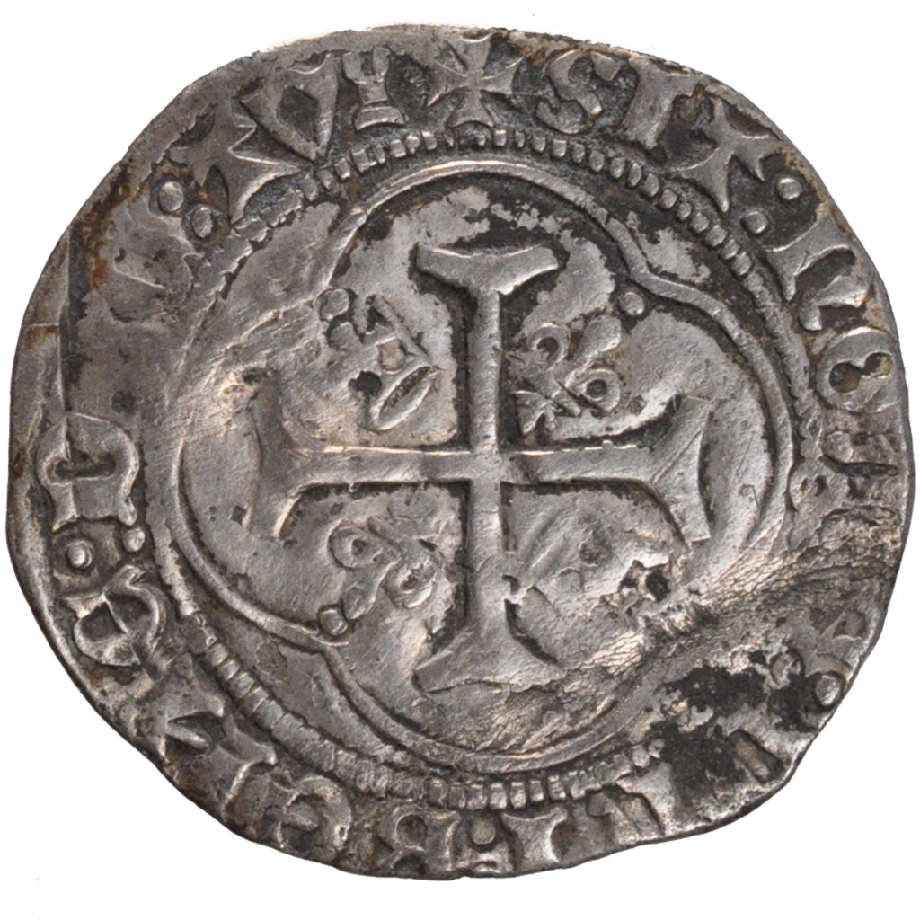 FRANCE, Blanc à la couronne, 1436, Tours, EF(40-45), Silver, Duplessy #519, 2.78