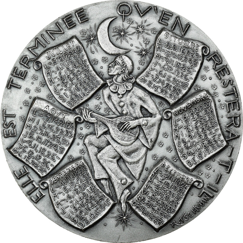 Frankreich, Medaille, Calendrier, Nouvelle Année, Arlequin, 1978, Tschudin