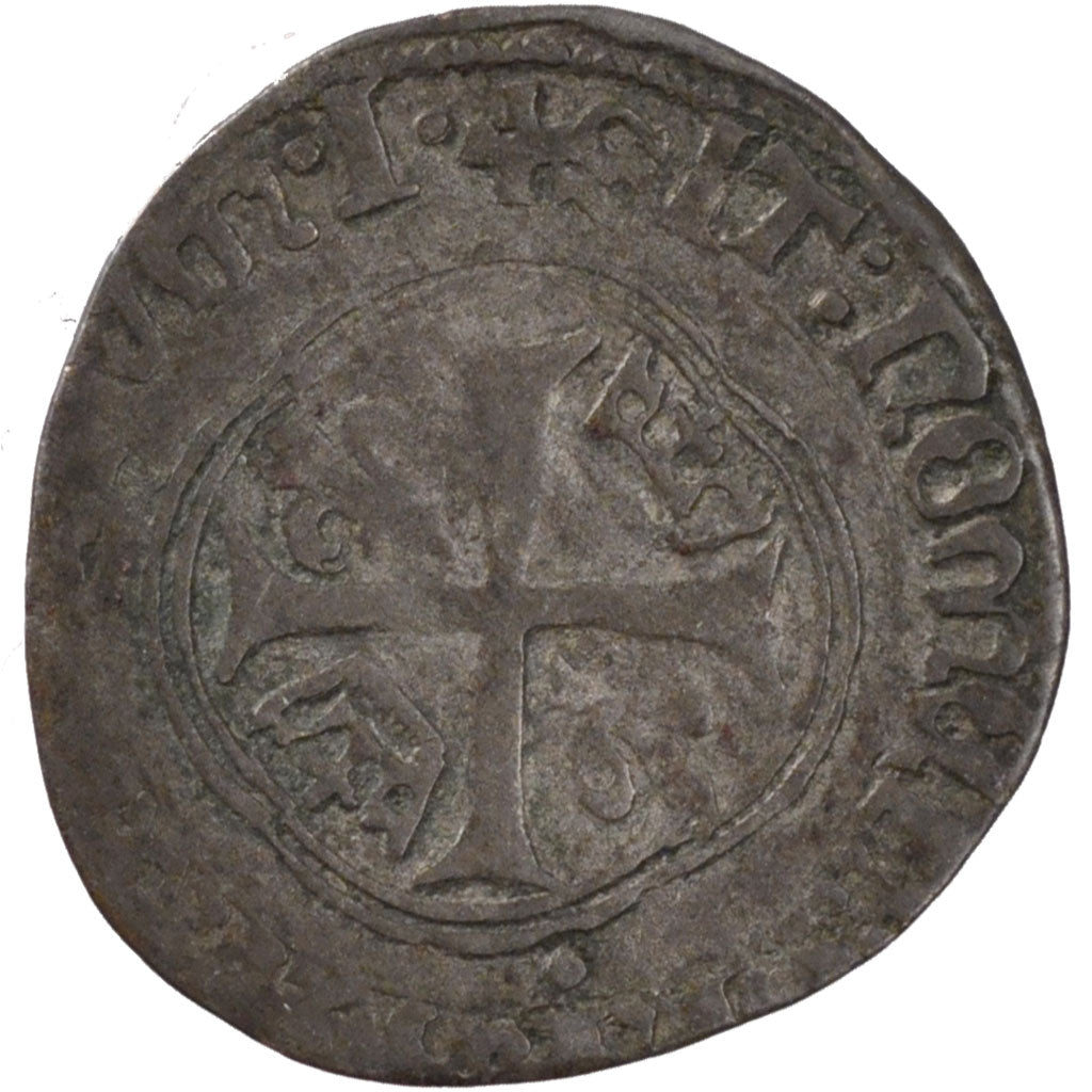 FRANCE, Blanc à la couronne, 1455, Poitiers, VF(20-25), Silver, Duplessy #519C,