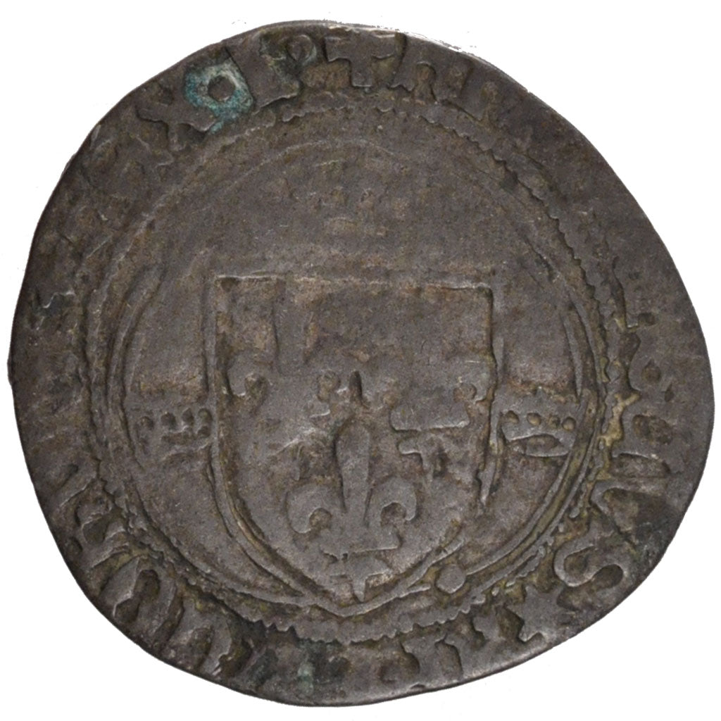FRANCE, Blanc à la couronne, 1455, Poitiers, VF(20-25), Silver, Duplessy #519C,