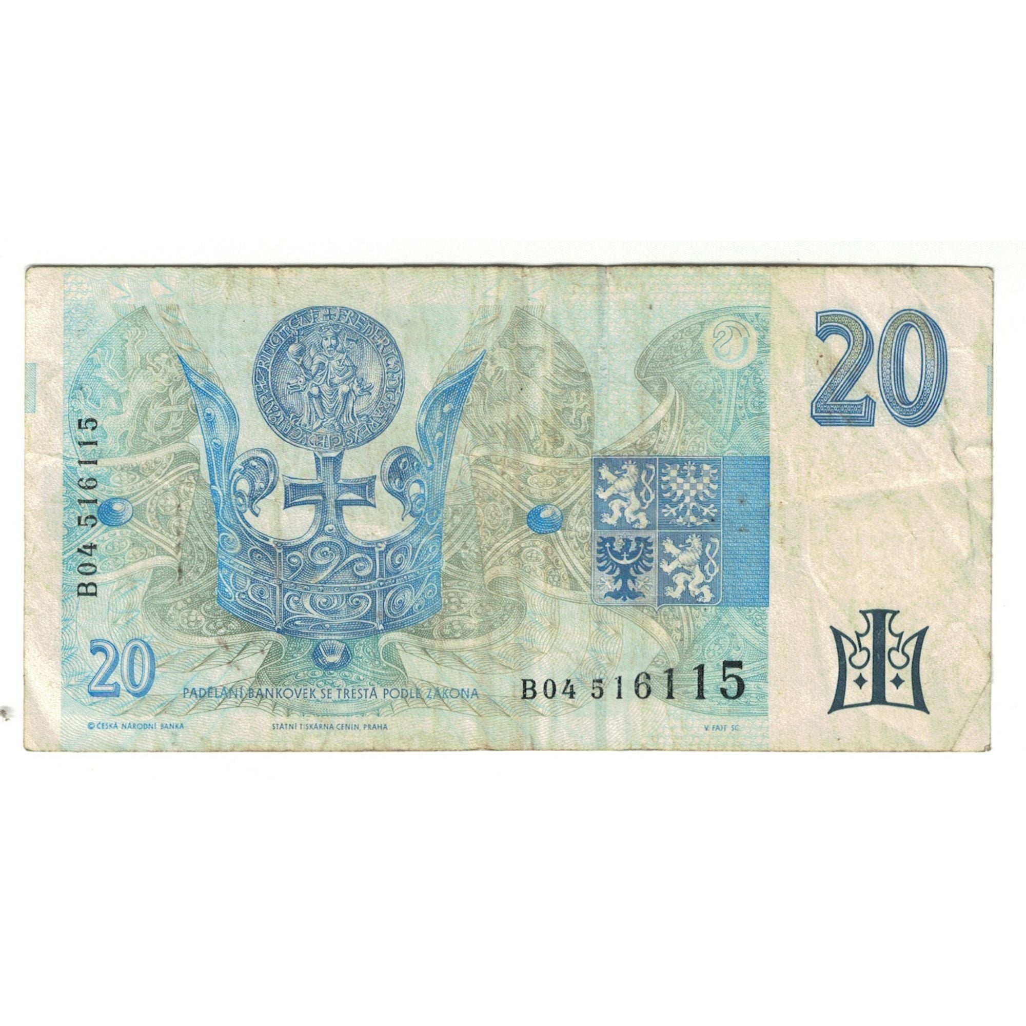 Banknote, Czech Republic, 20 Korun, 1994, KM:10b, VF(20-25)