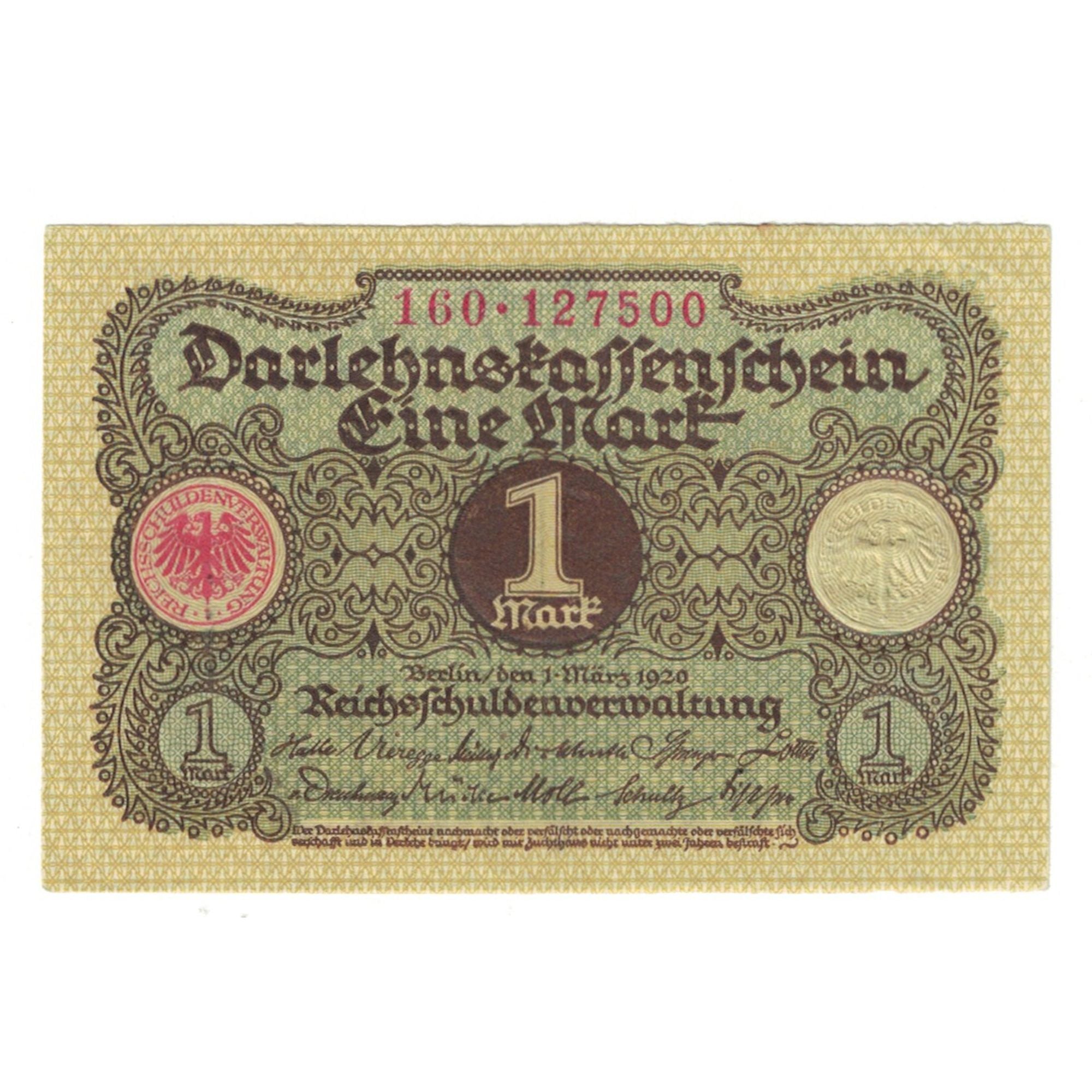 Banknote, Germany, 1 Mark, 1920, 1920-03-01, KM:58, UNC(65-70)