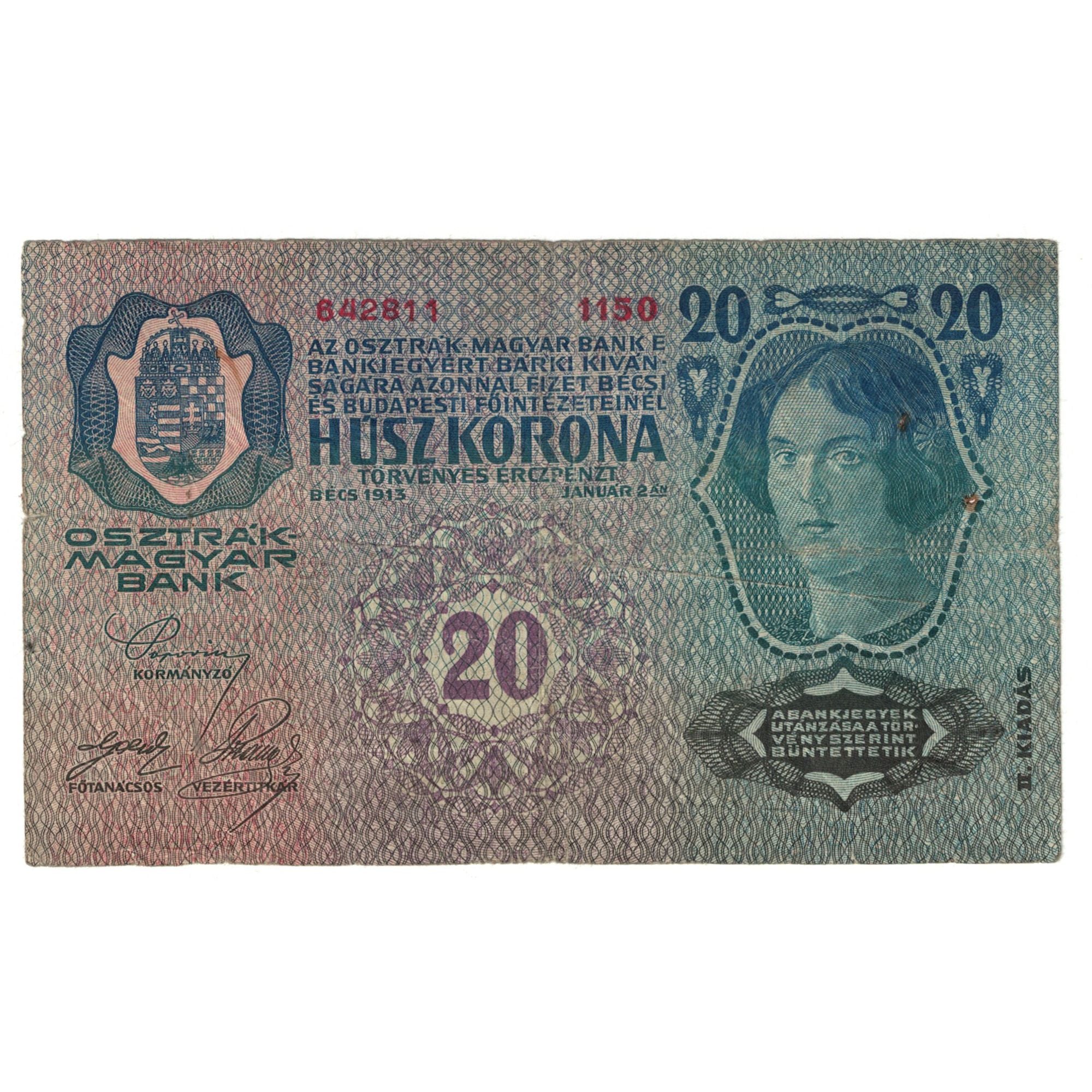 Banknote, Austria, 20 Kronen, 1913, 1913-01-02, KM:14, EF(40-45)
