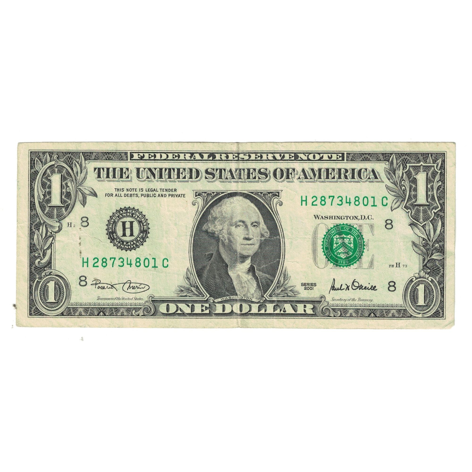 Banconote, Stati Uniti, One Dollar, 2001, BB