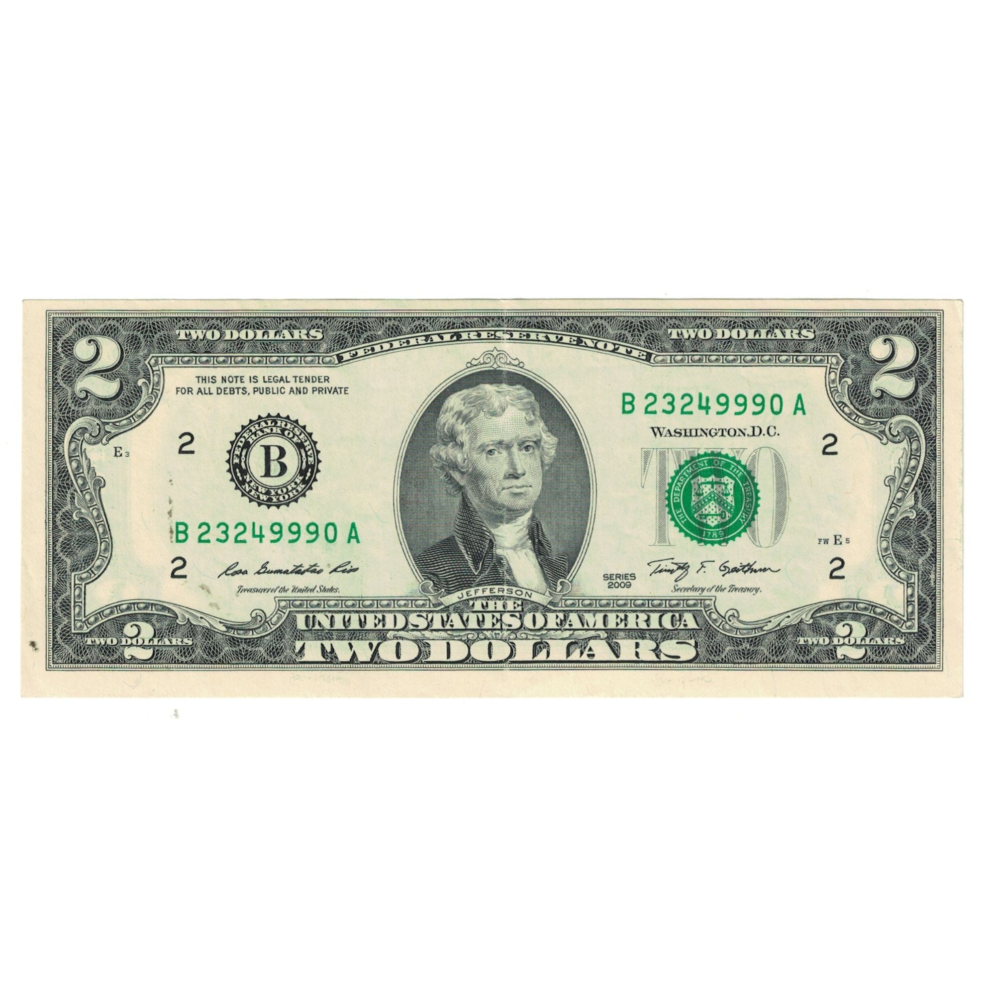Banknote, United States, Two Dollars, 2009, UNC(65-70)
