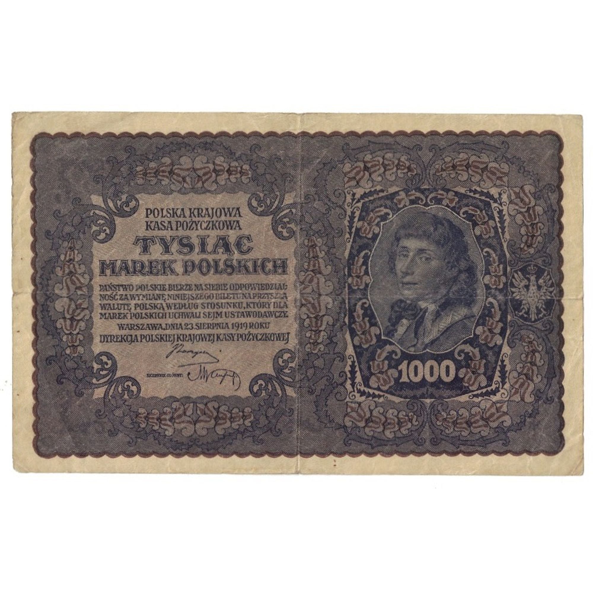 Banknote, Poland, 1000 Marek, 1919, 1919-08-23, KM:29, EF(40-45)
