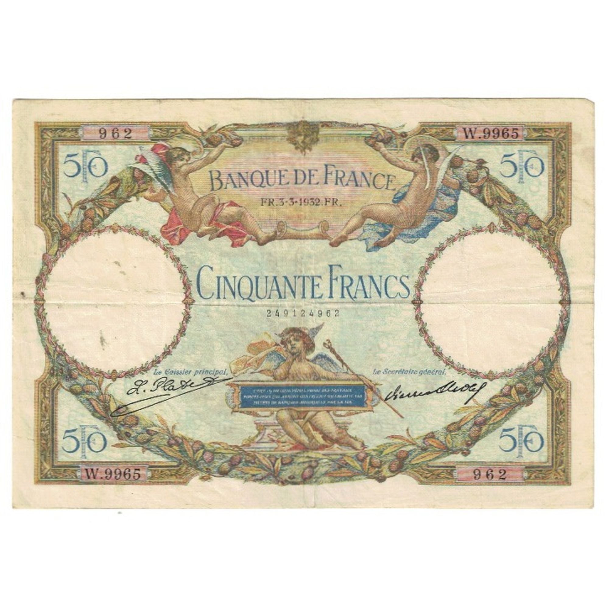 Frankreich, 50 Francs, Luc Olivier Merson, 1932, W.9965 962, S, Fayette:16.3