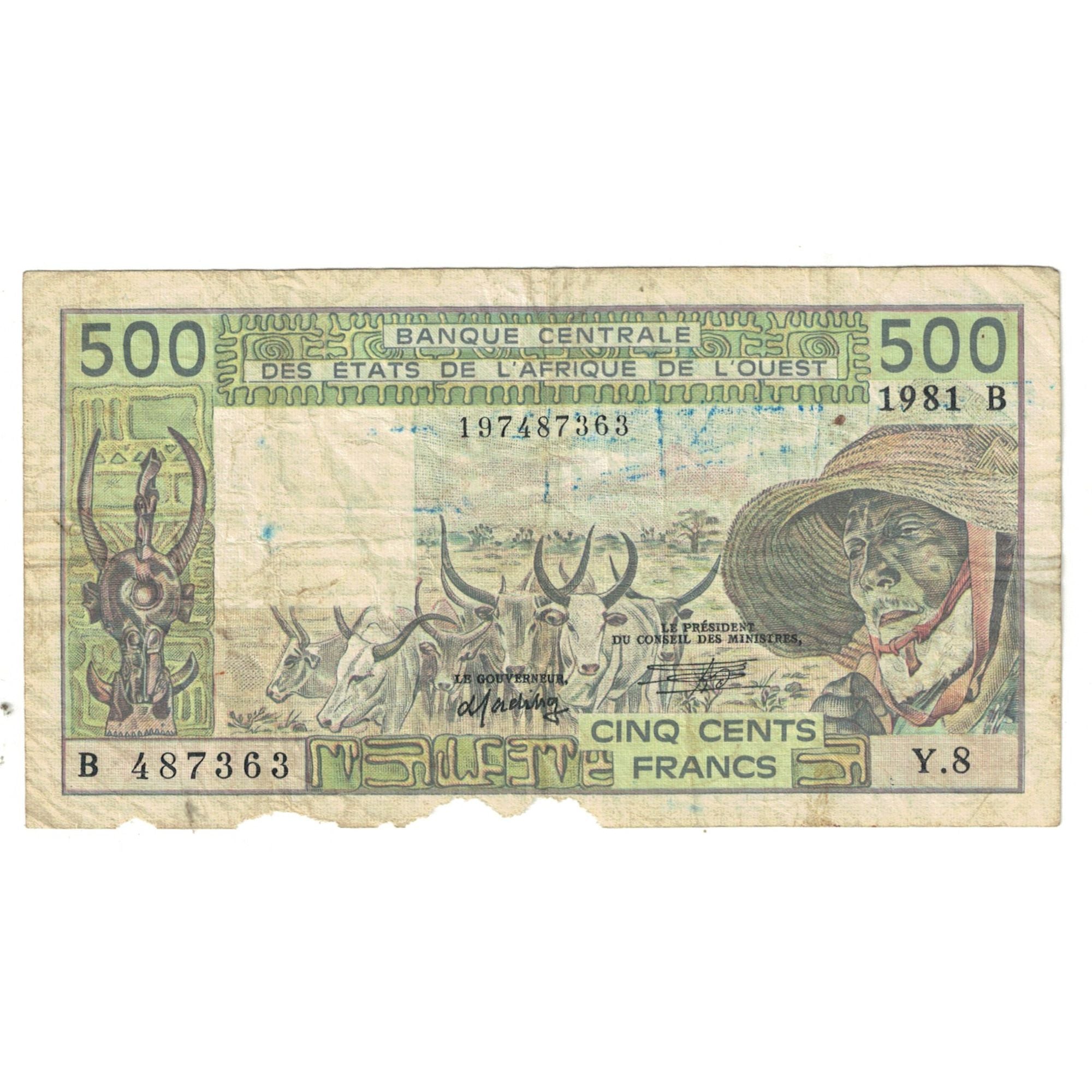 Banknote, West African States, 500 Francs, 1981, KM:106Ac, F(12-15)