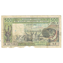 Banknote, West African States, 500 Francs, 1981, KM:106Ac, F(12-15)