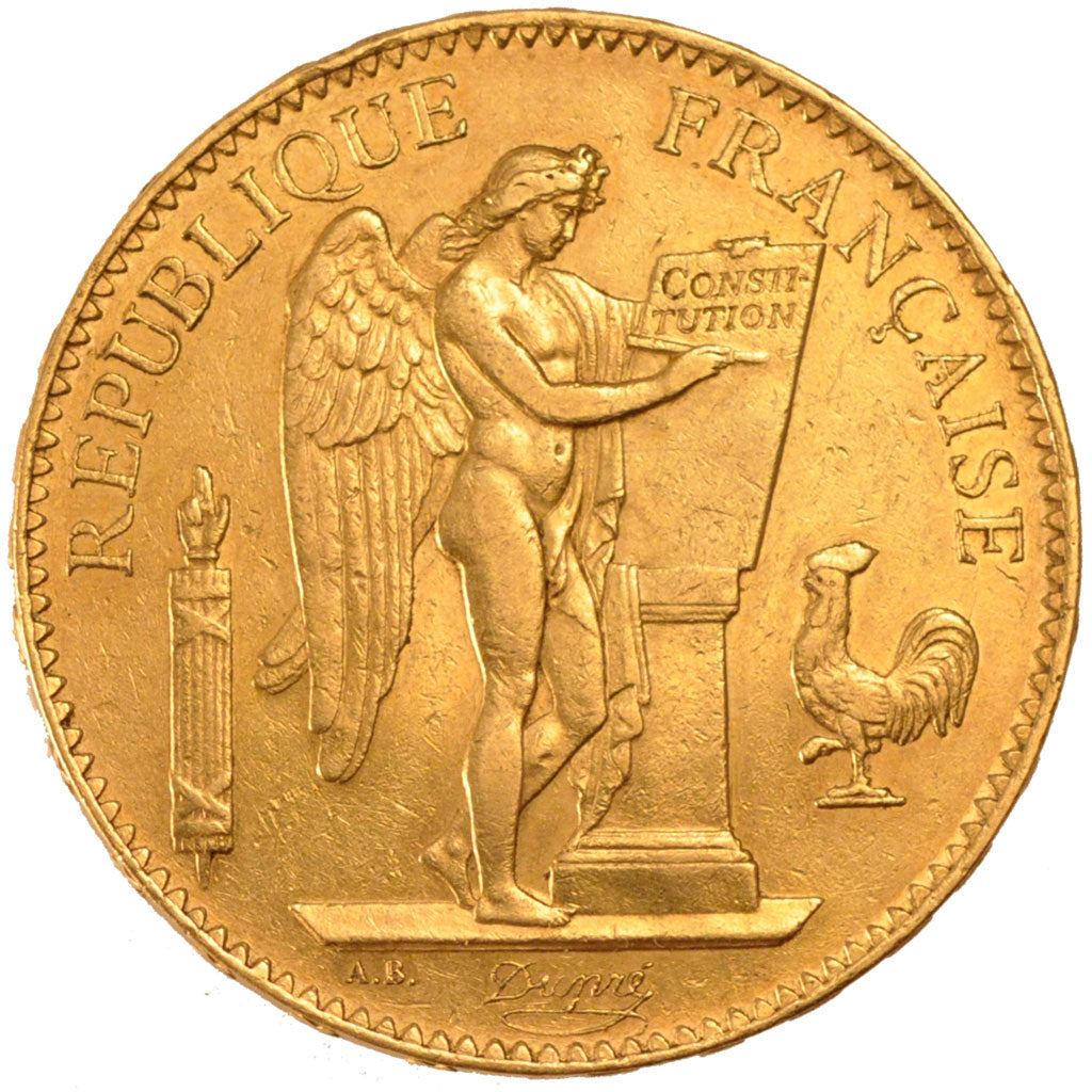 FRANCE, Génie, 100 Francs, 1882, Paris, KM #832, EF(40-45), Gold, 32.26
