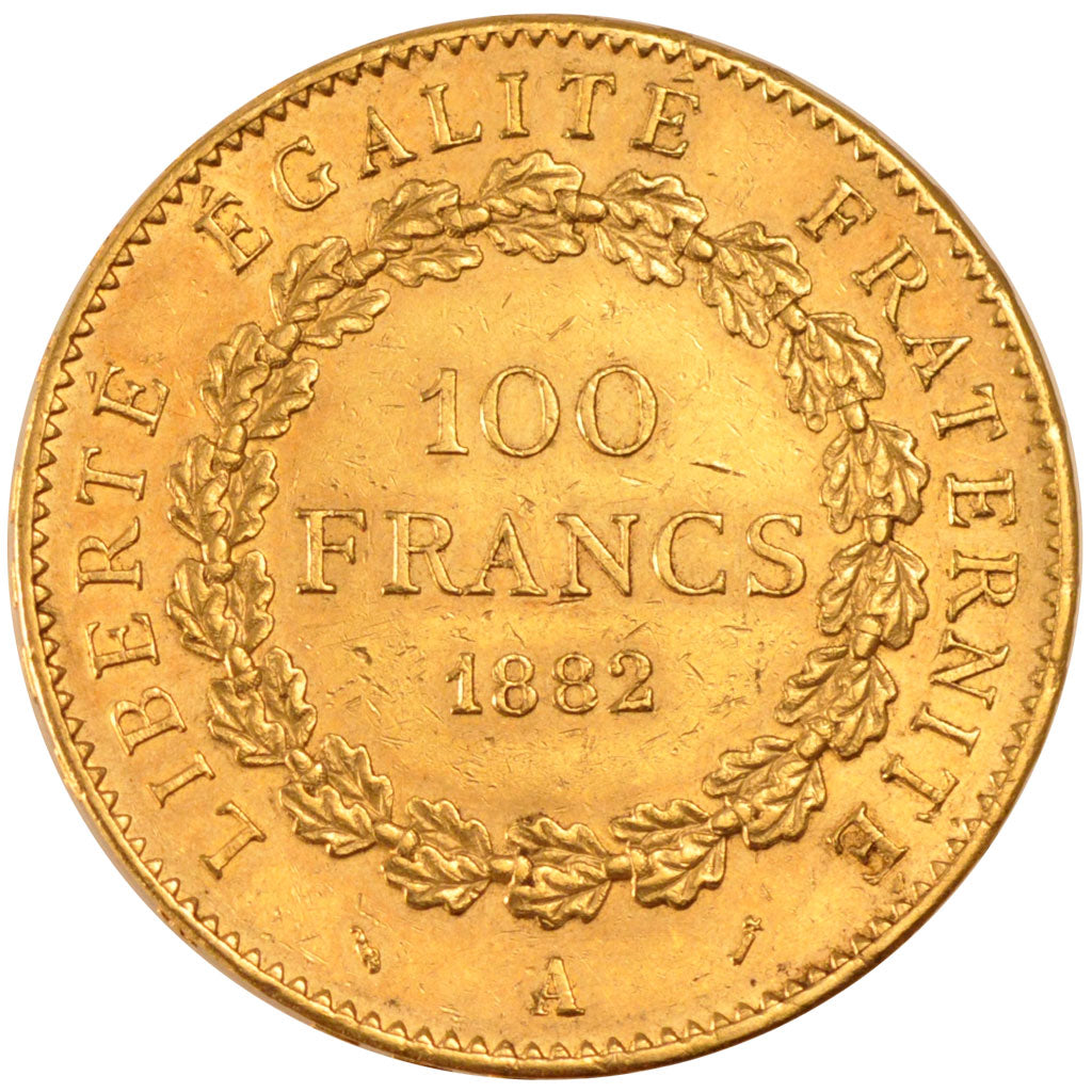 FRANCE, Génie, 100 Francs, 1882, Paris, KM #832, AU(55-58), Gold, Gadoury #1137,