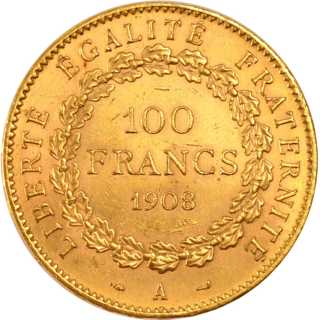 FRANCE, 100 Francs, 1908, Paris, AU(50-53), Gold, Gadoury #1137a, 32.28