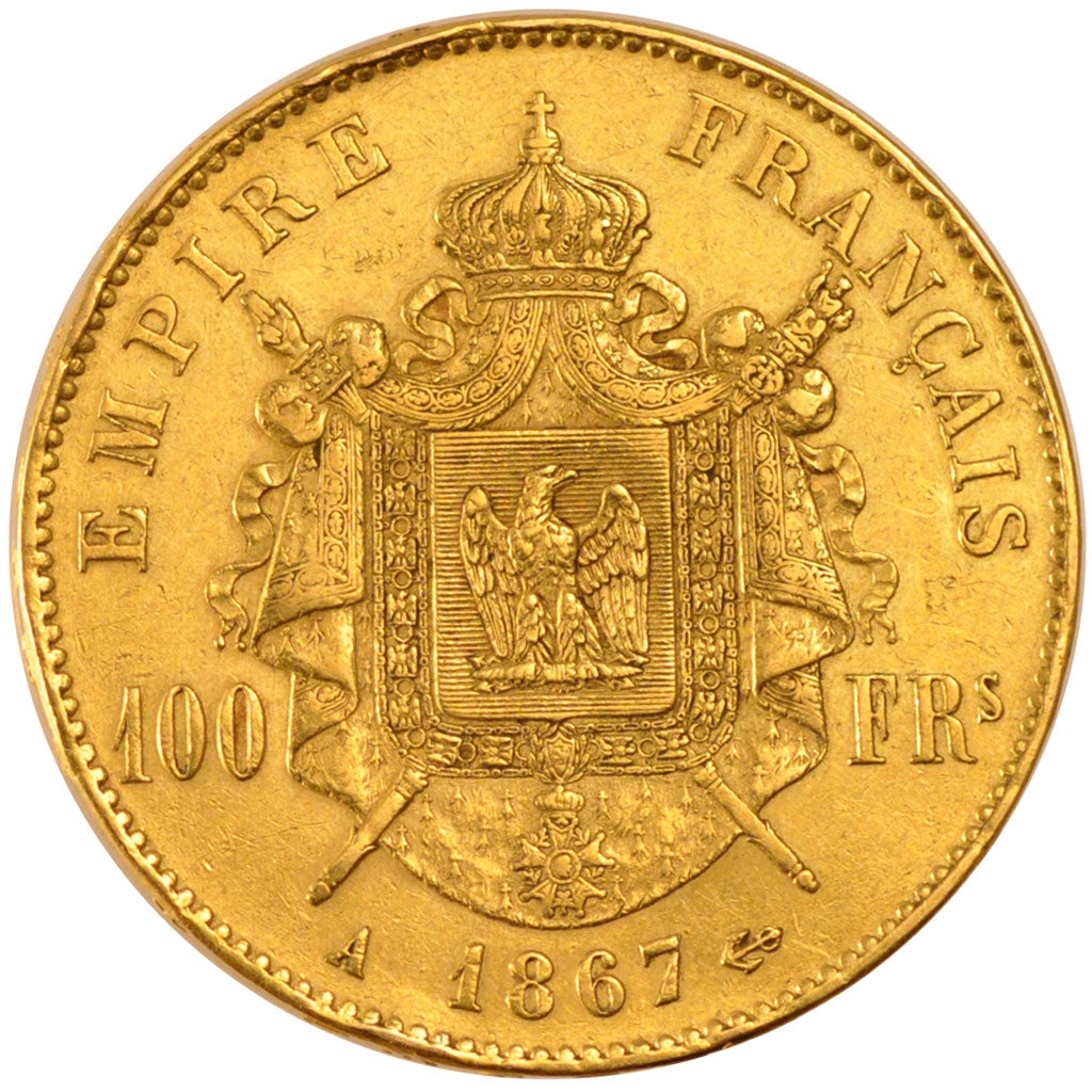 FRANCE, Napoléon III, 100 Francs, 1867, Paris, KM #802.1, EF(40-45), Gold, G...