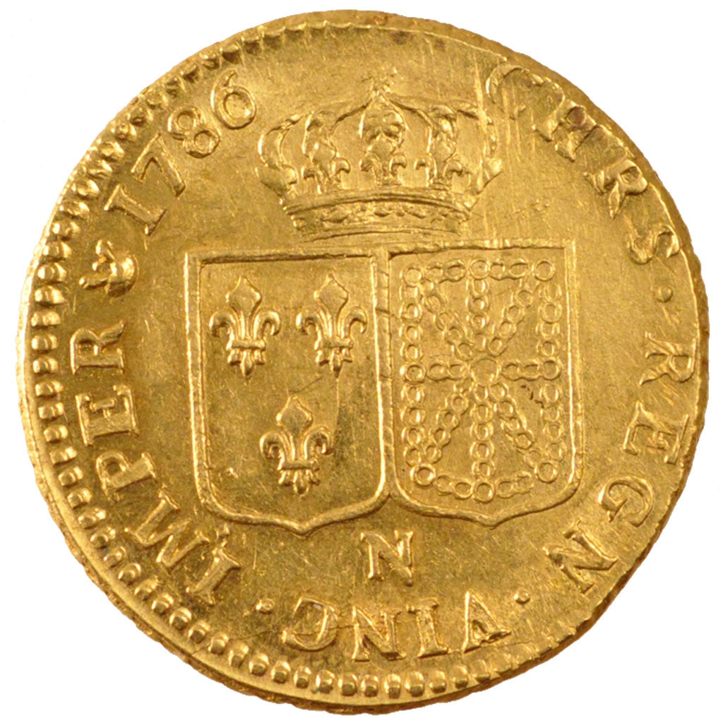 FRANCE, Louis d'or à la tête nue, Louis D'or, 1786, Montpellier, KM #591.11, AU(