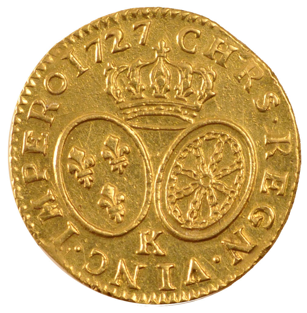 FRANCE, Louis d'or aux lunettes, Louis D'or, 1727, Bordeaux, KM #489.11,...