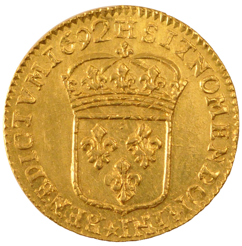 Francia, 1/2 Louis d'or, 1692, La Rochelle, SPL-, Oro, Gadoury:239