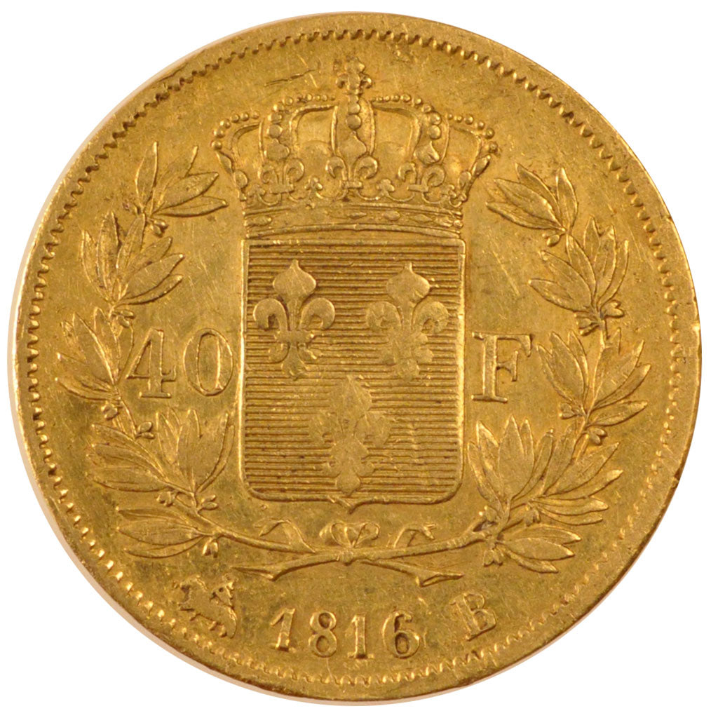 Francia, 40 Francs, 1816, Rouen, MB, Oro, Gadoury:1092