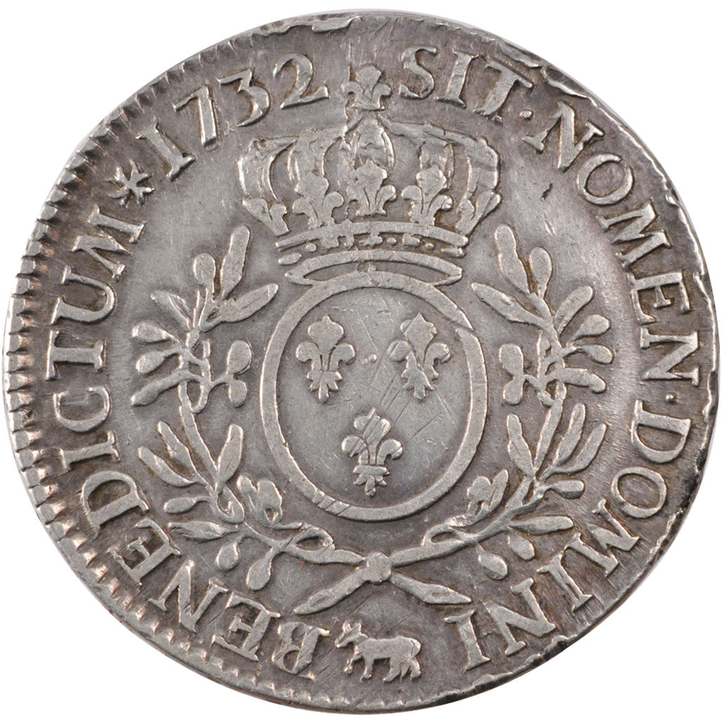 FRANCE, Écu de Béarn aux branches d'olivier, ECU, 1732, Pau, KM #487, VF(30-35),