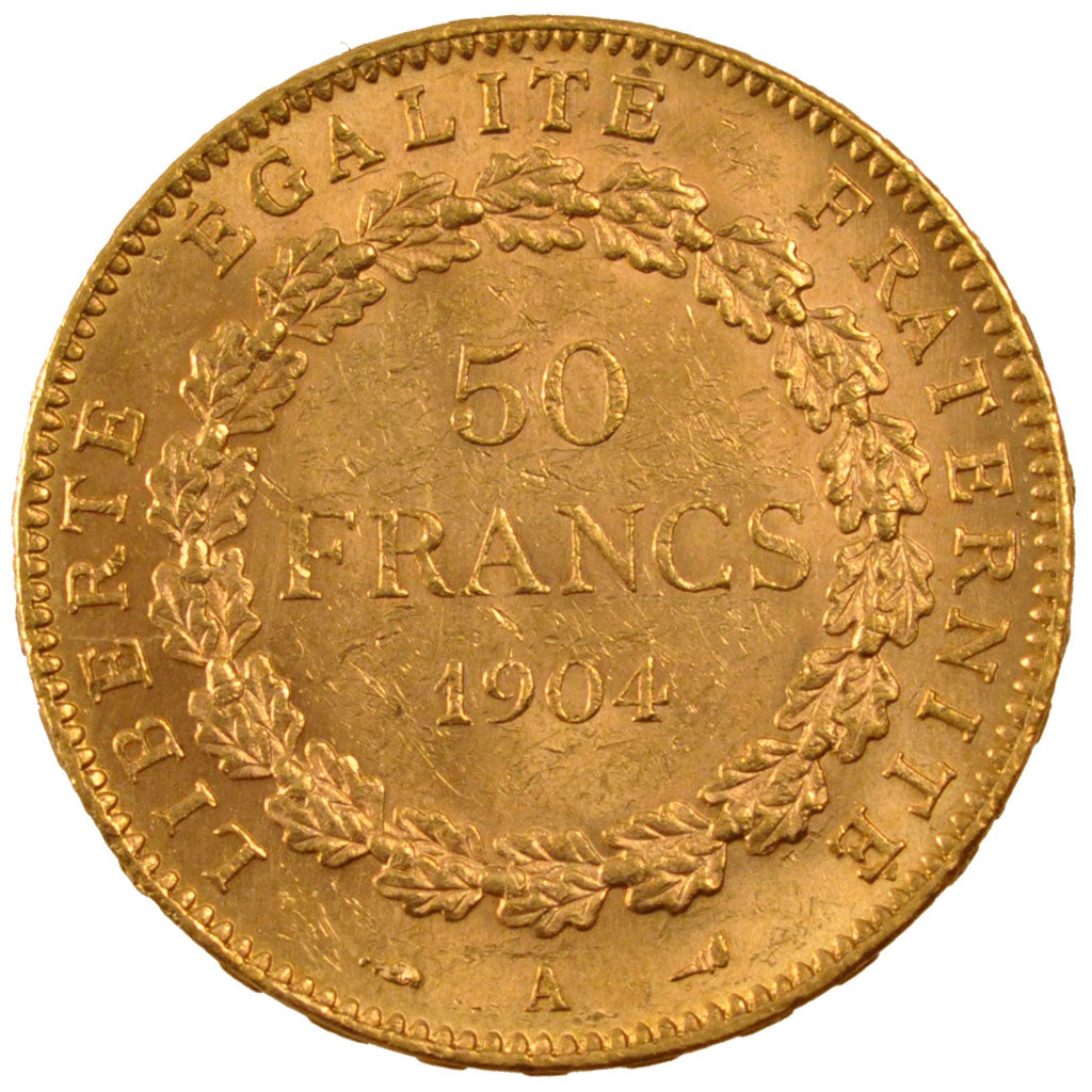 FRANCE, Génie, 50 Francs, 1904, Paris, KM #831, AU(55-58), Gold, Gadoury #1113, 