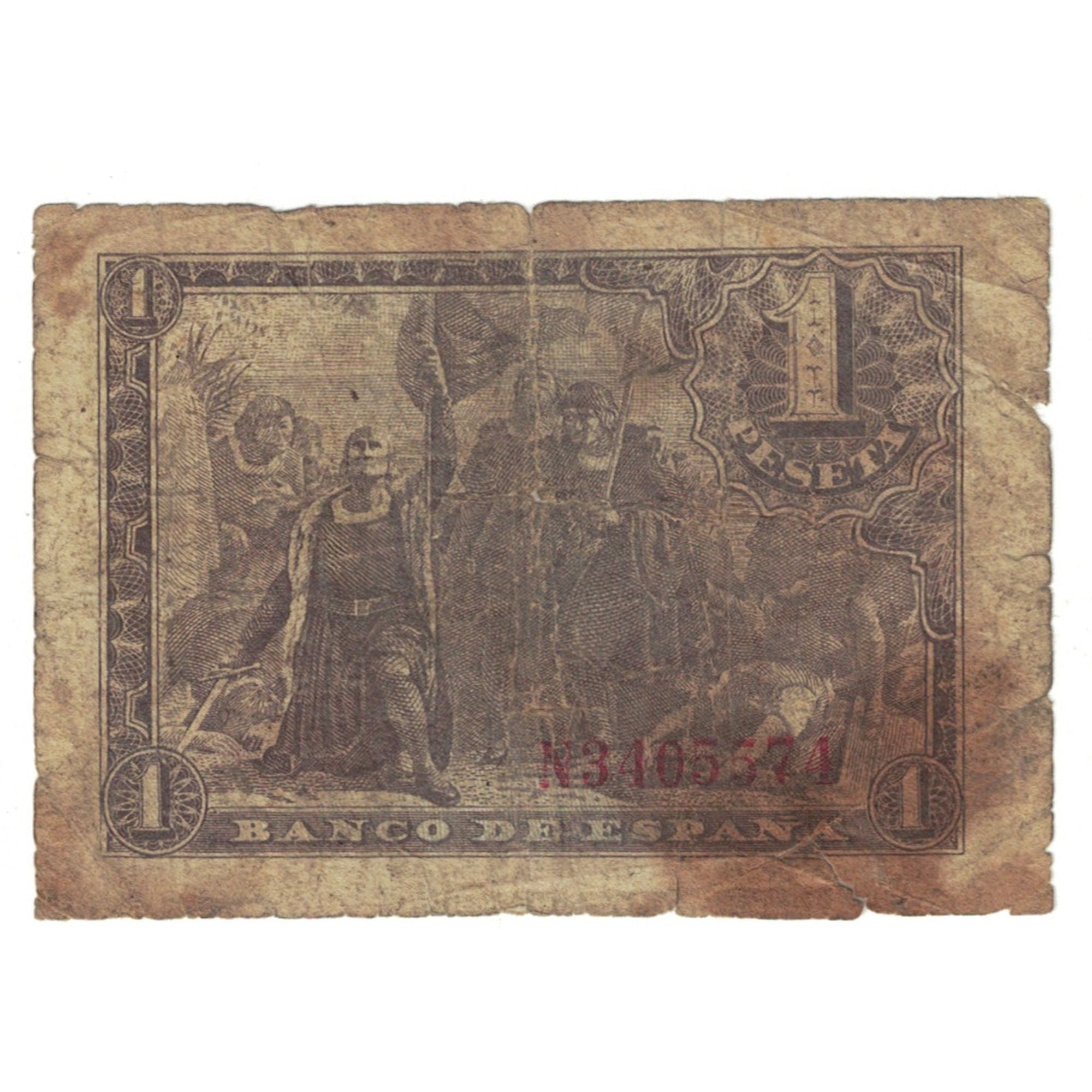 Billete, 1 Peseta, 1943, España, 1943-05-21, KM:126a, RC