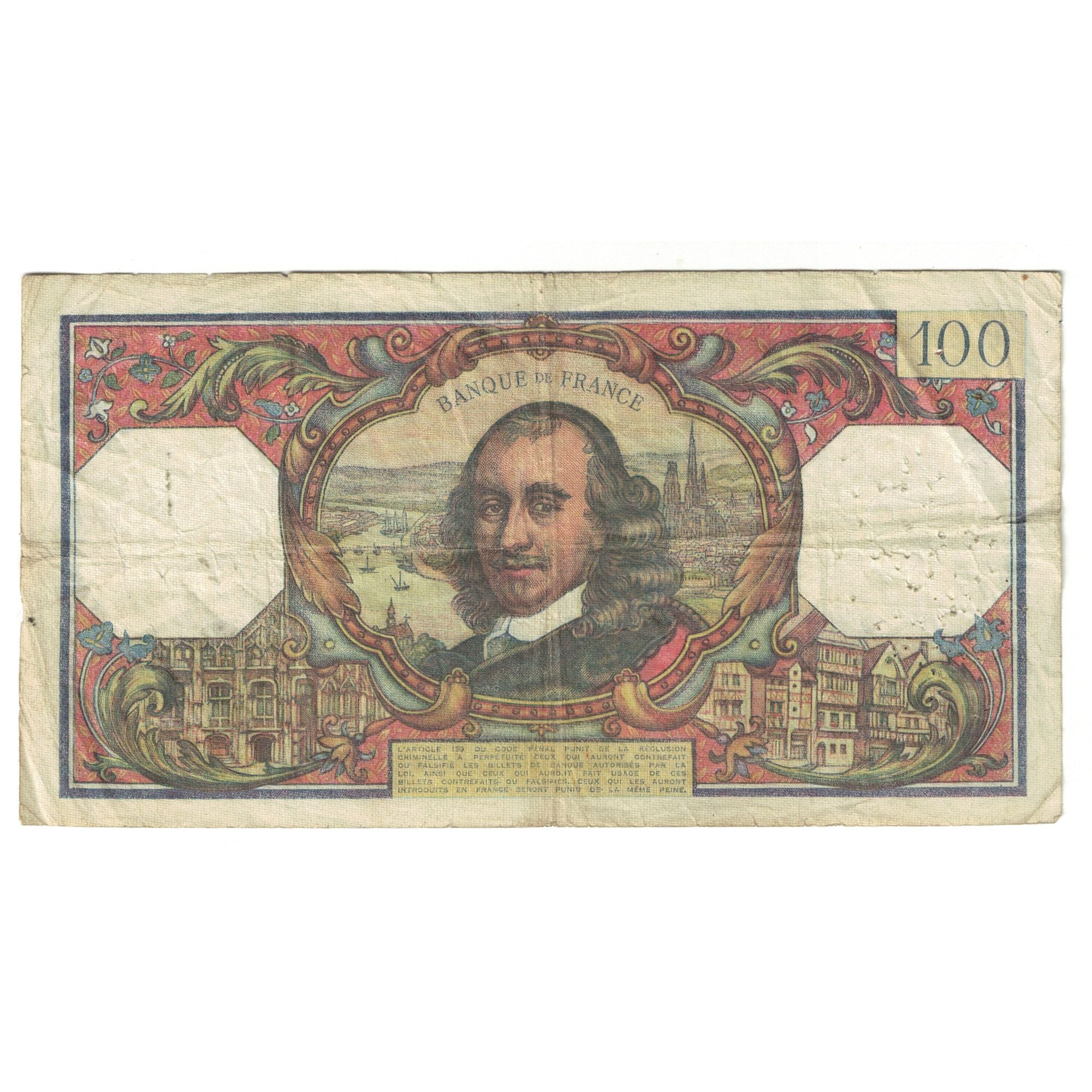 França, 100 Francs, Corneille, 1964, E.48, VG(8-10), Fayette:65.4, KM:149a