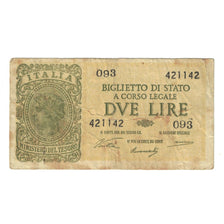 Banknote, Italy, 2 Lire, 1944, 1944-11-23, KM:30a, VF(20-25)