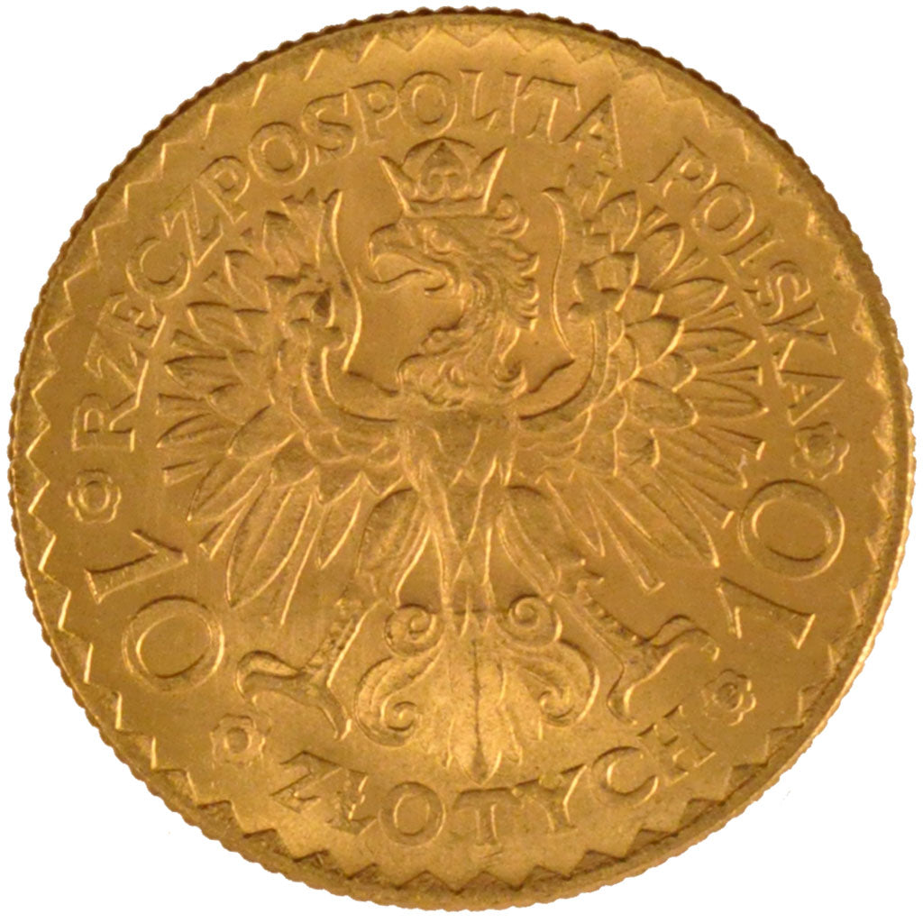 POLAND, 10 Zlotych, 1925, Warsaw, KM #32, MS(60-62), Gold, 19, 3.30