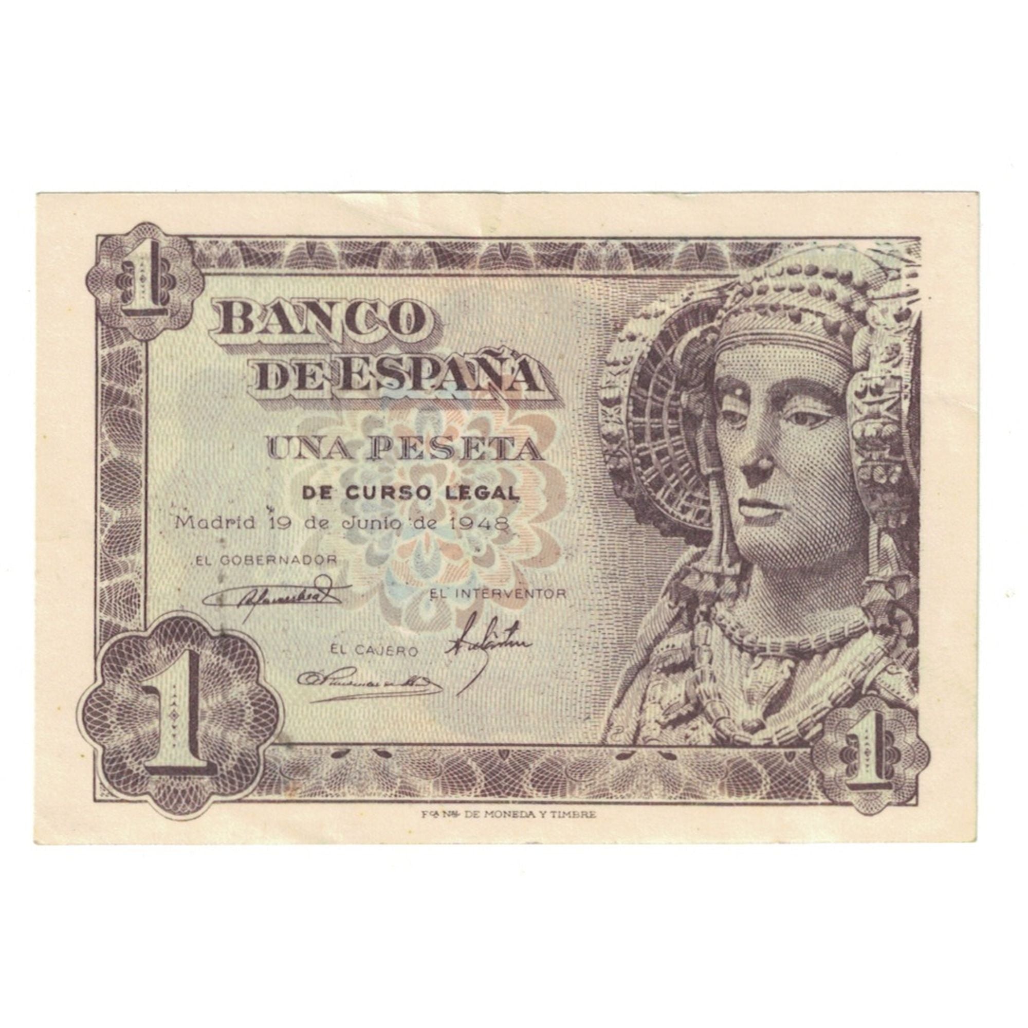 Banknote, Spain, 1 Peseta, 1948, 1948-06-19, KM:135a, AU(50-53)