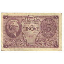 Banknote, Italy, 5 Lire, 1944, 1944-11-23, KM:31a, EF(40-45)