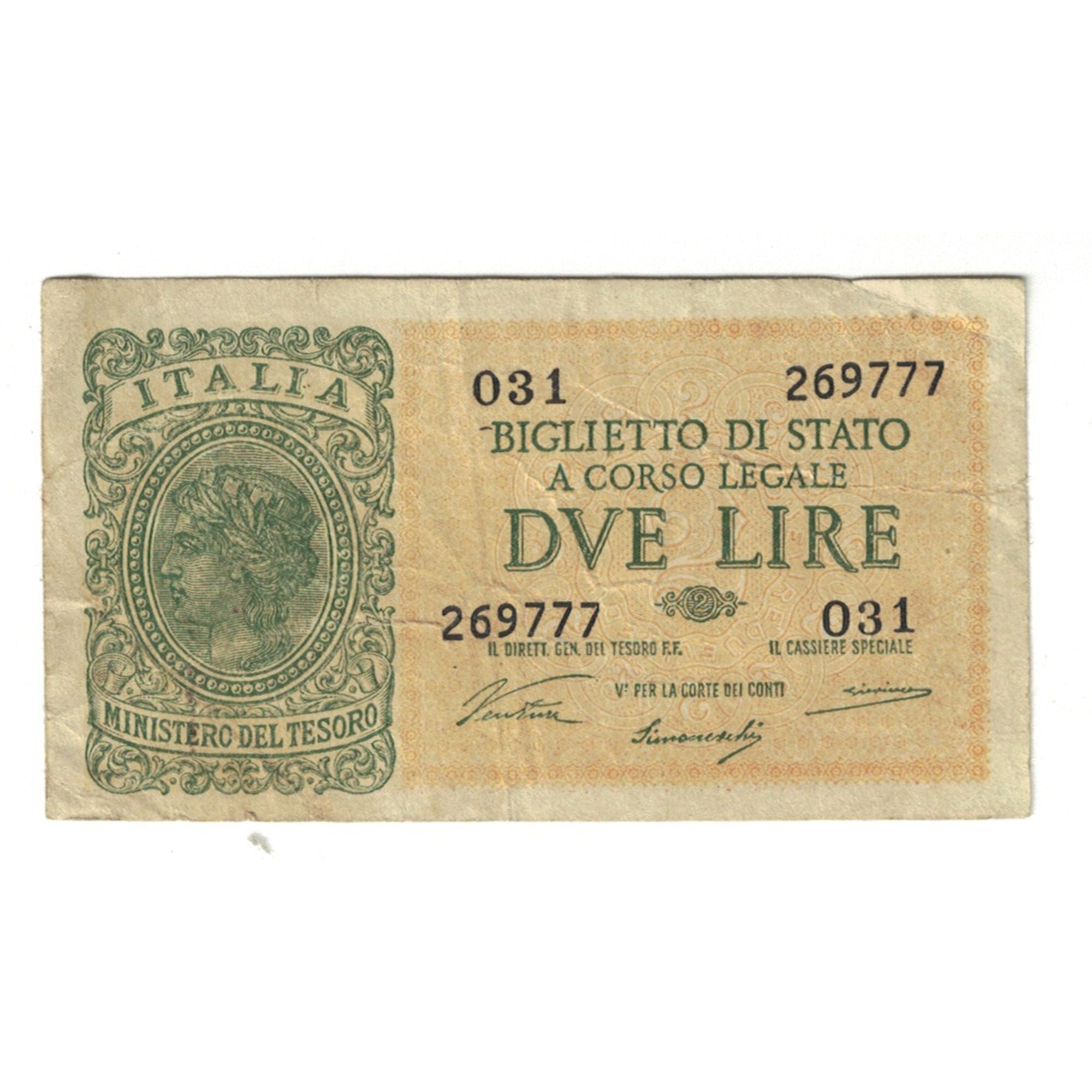 Banknote, Italy, 2 Lire, 1944, 1944-11-23, KM:30b, VF(30-35)