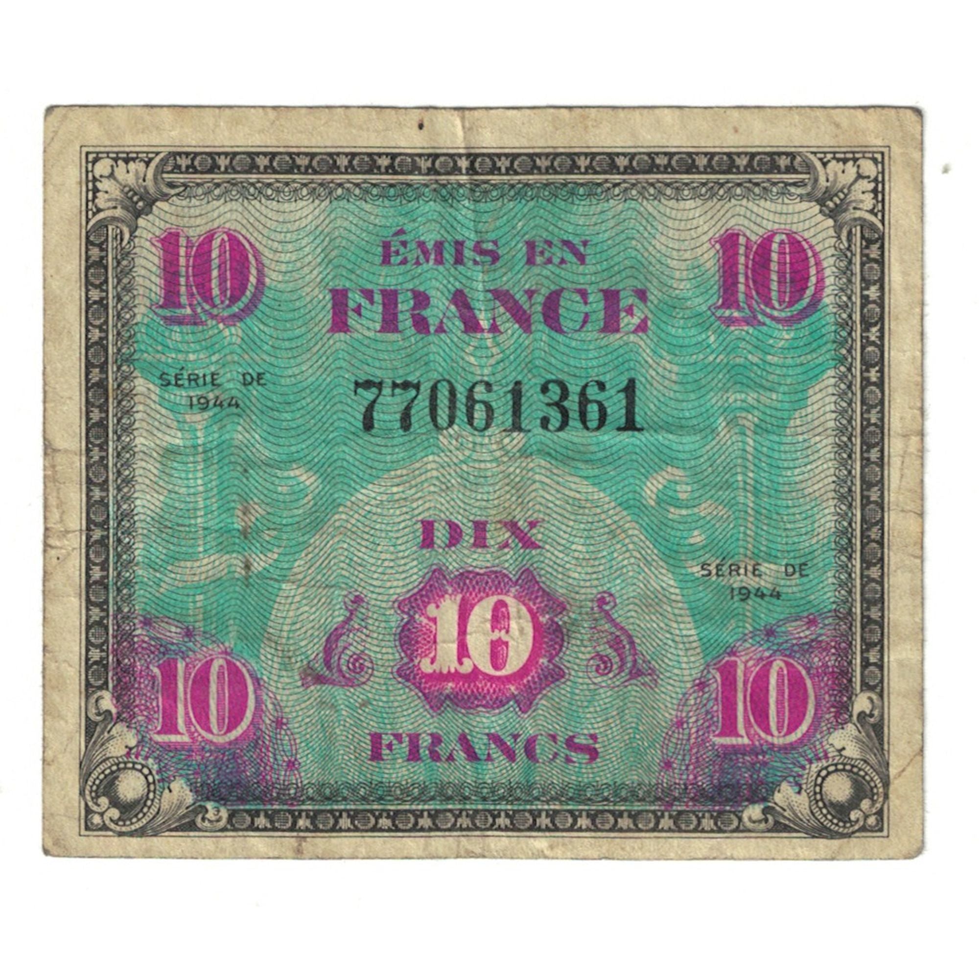Frankreich, 10 Francs, Flag/France, 1944, 77061361, S, Fayette:VF17.1, KM:116a