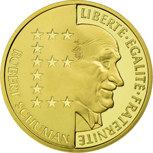 Moeda, França, Schuman, 10 Francs, 1986, MS(65-70), Dourado, KM:958c