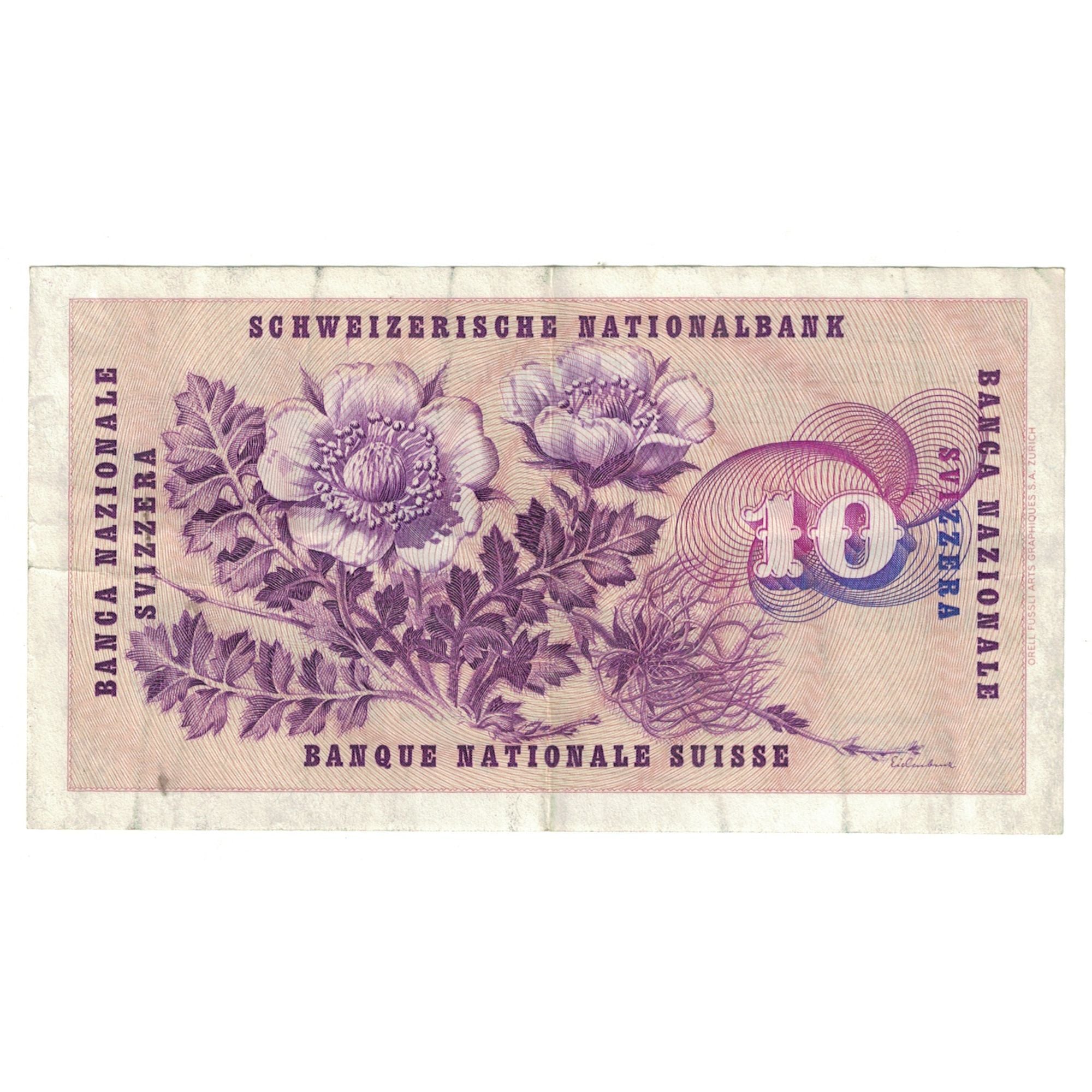 Banknote, Switzerland, 10 Franken, 1965, 1965-01-21, KM:45s, EF(40-45)