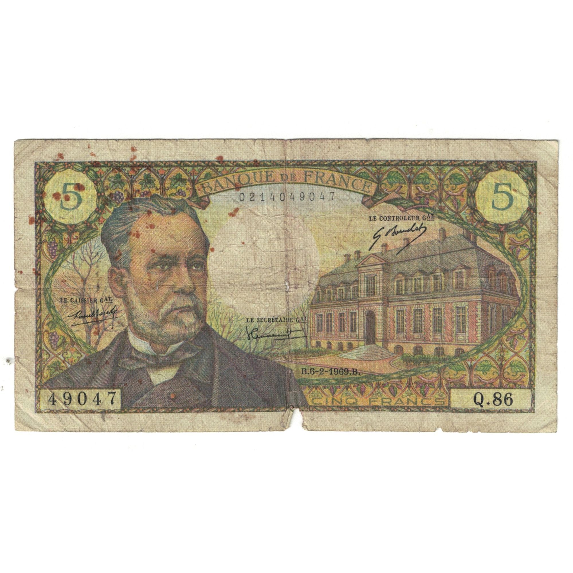 França, 5 Francs, 1969, Q.86 49047, VG(8-10), Fayette:61.9, KM:146b