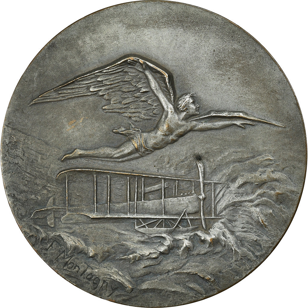 Frankreich, Medaille, Avion Blériot, Aviation, Montagny, VZ, Silvered bronze