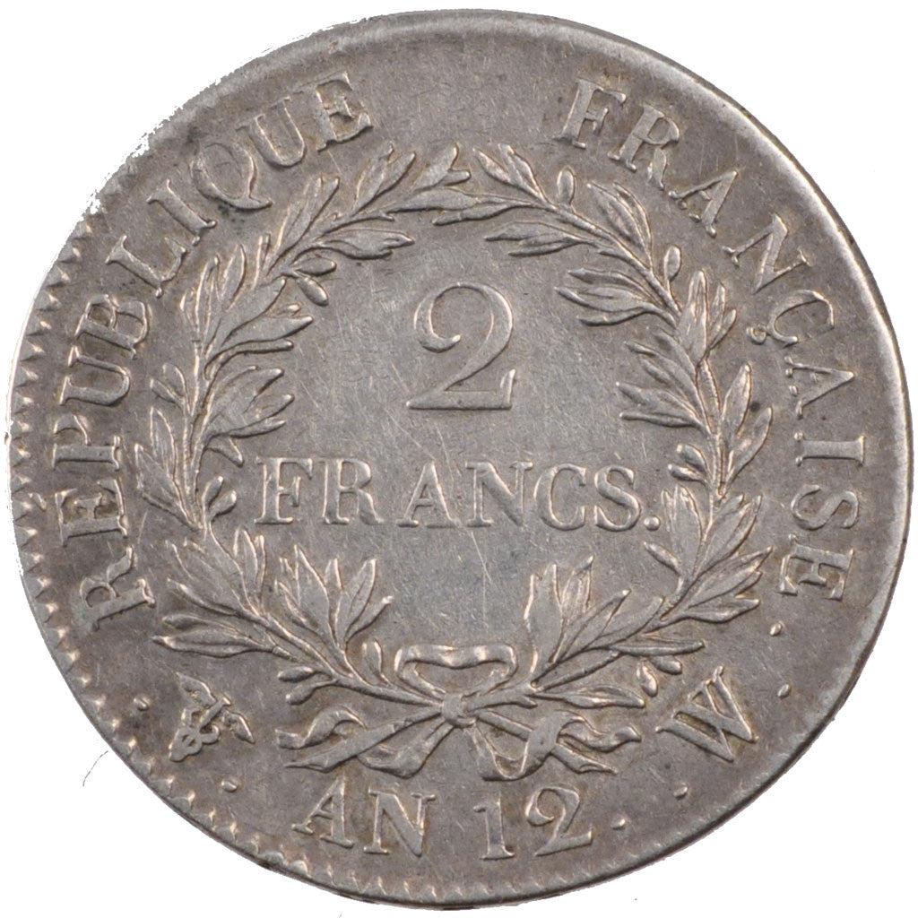Moneda, Francia, Napoléon I, 2 Francs, An 12, Lille, MBC+, Plata, KM:657.14