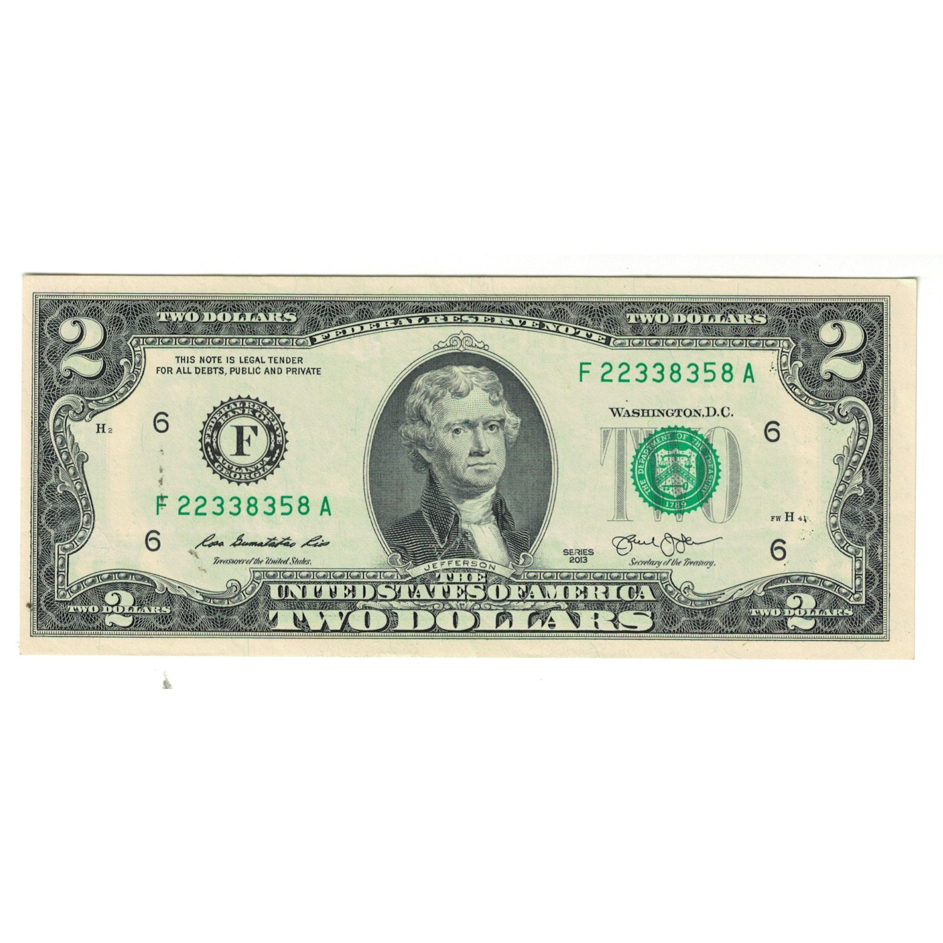 Geldschein, Vereinigte Staaten, Two Dollars, 2013, UNZ