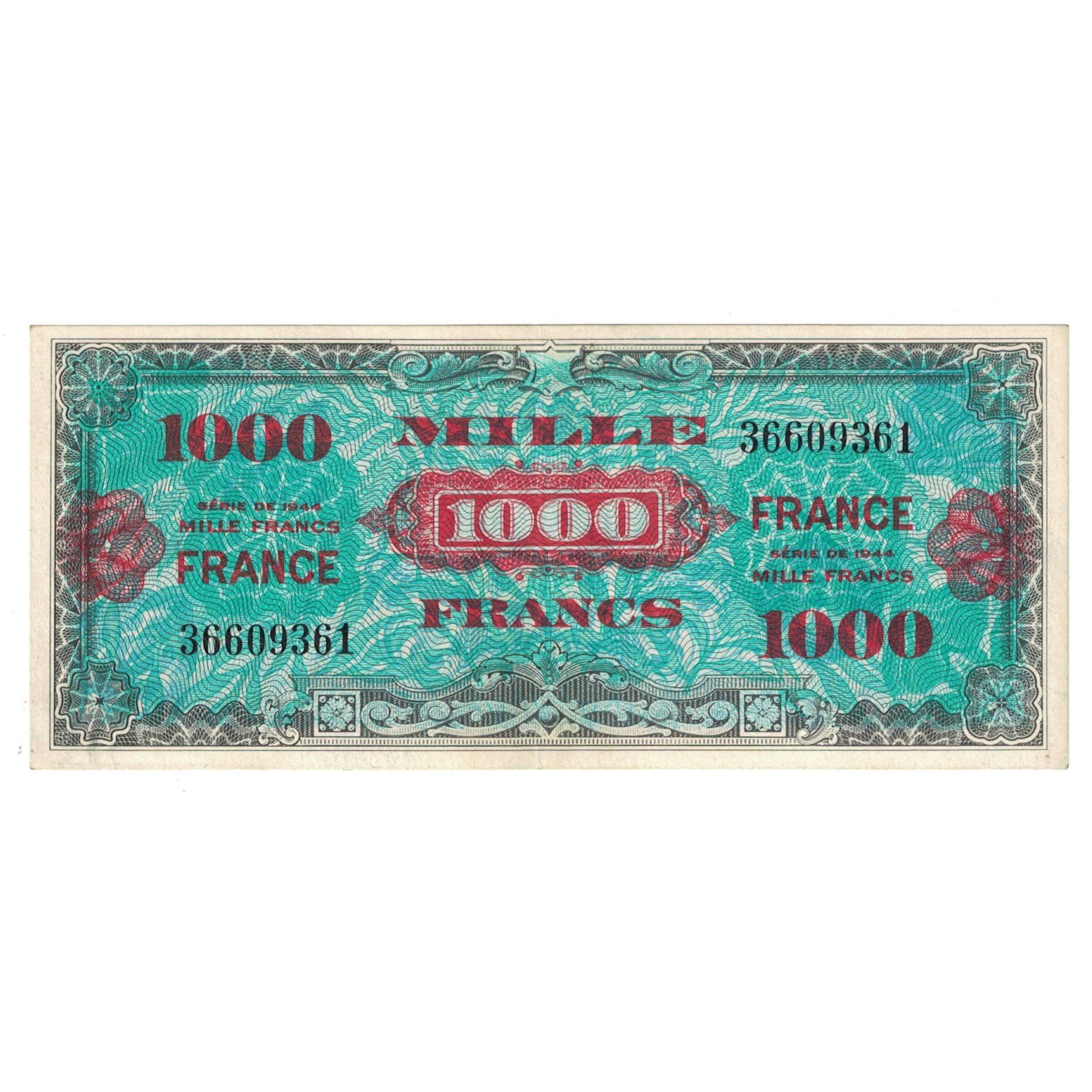 Frankreich, 1000 Francs, 1945 Verso France, 1944, 36609361, SS, Fayette:VF 27.1
