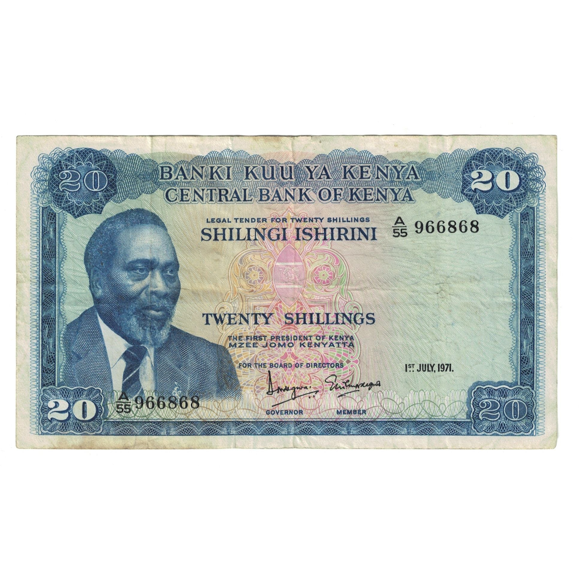 Banconote, Kenya, 20 Shillings, 1971, 1971-07-01, KM:8c, MB