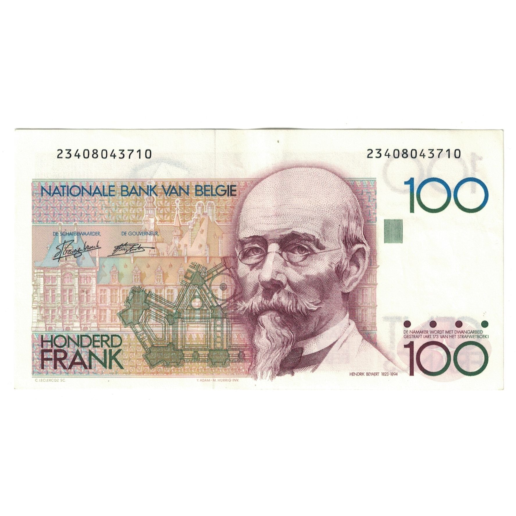 Banknote, Belgium, 100 Francs, 1982-1994, KM:142a, UNC(60-62)