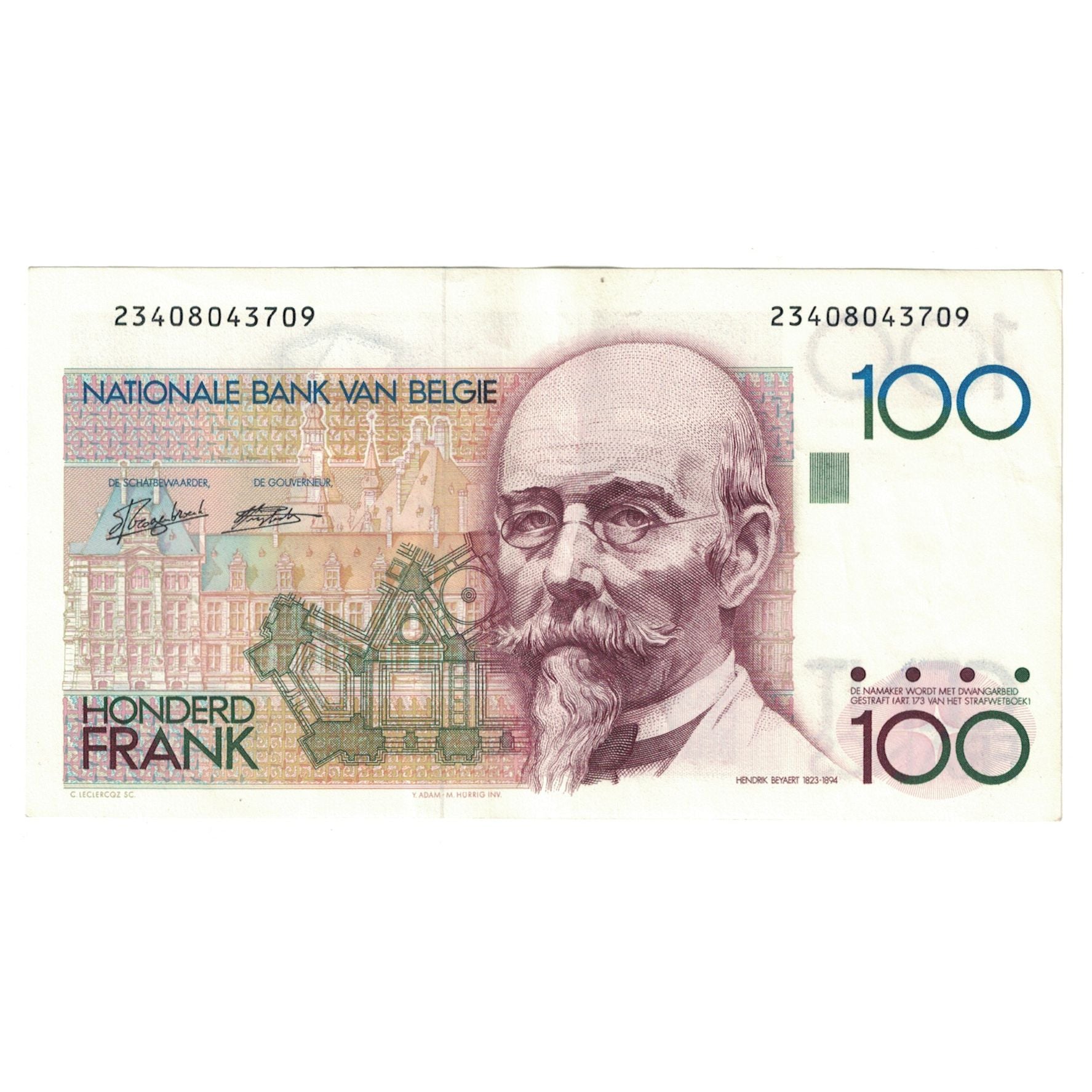 Nota, Bélgica, 100 Francs, 1982-1994, KM:142a, UNC(60-62)