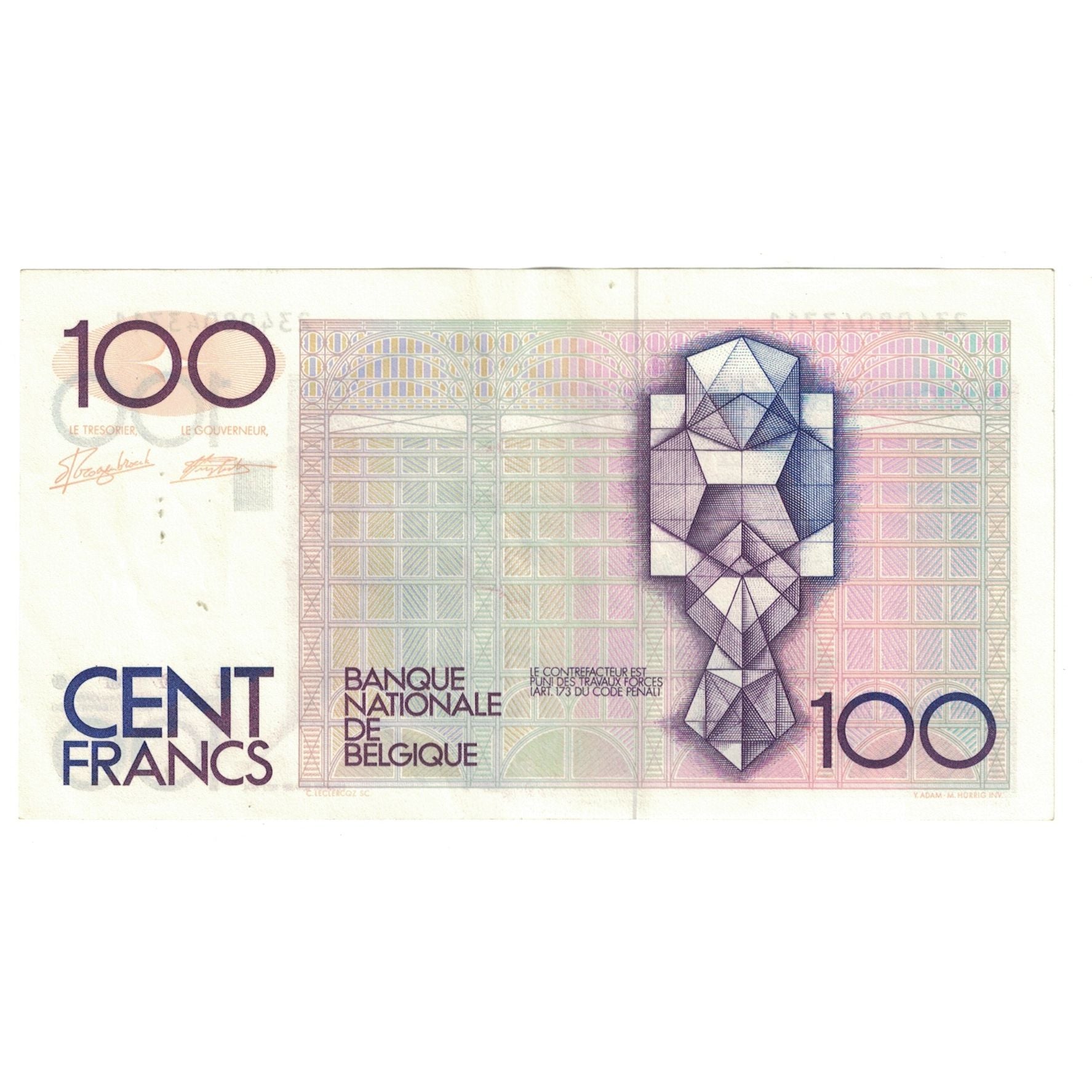 Banknote, Belgium, 100 Francs, 1982-1994, KM:142a, UNC(60-62)