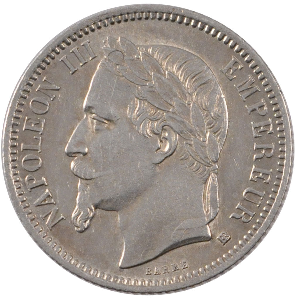 FRANCE, Napoléon III, Franc, 1869, Strasbourg, KM #806.2, AU(55-58), Silver, G..