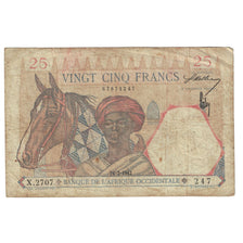Biljet, Frans West Afrika, 25 Francs, 1942, 1942-02-24, KM:27, TB